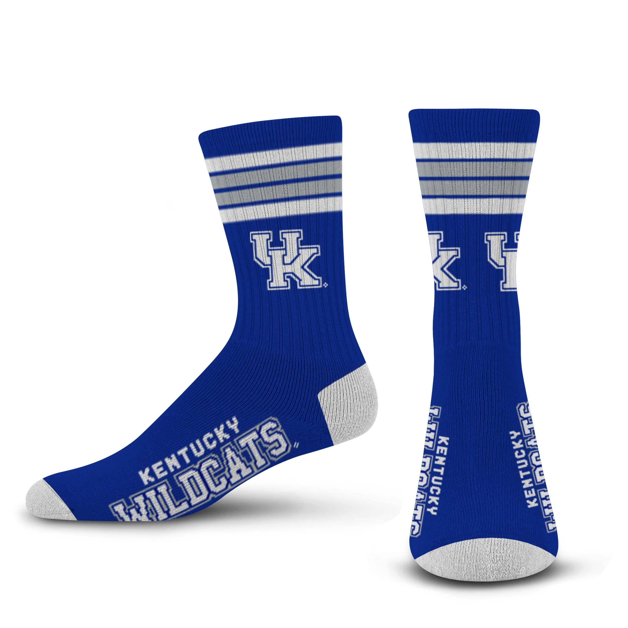 For Bare Feet NCAA Kentucky Wildcats 4 Stripe Deuce Crew Sock Team Color MEDIUM - Sports Gifts, Sports Memorabilia, Sports Collectibles, Fan Shop