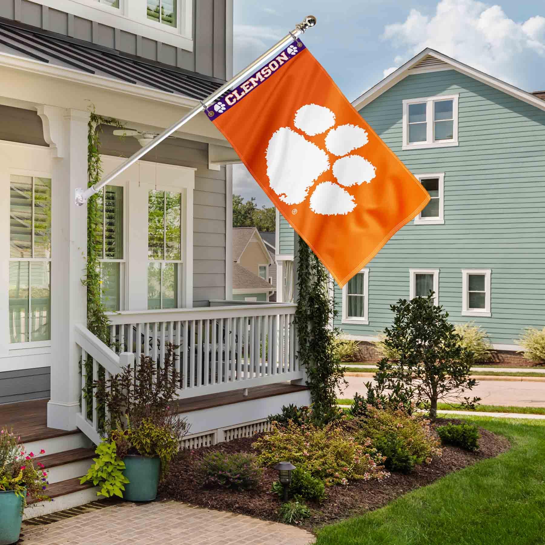College Flags & Banners Co. Clemson Tigers Printed Header 3x5 Foot Banner Flag - Sports Collectibles, Sports Memorabilia, Sports Fan Shop, Sports Gifts
