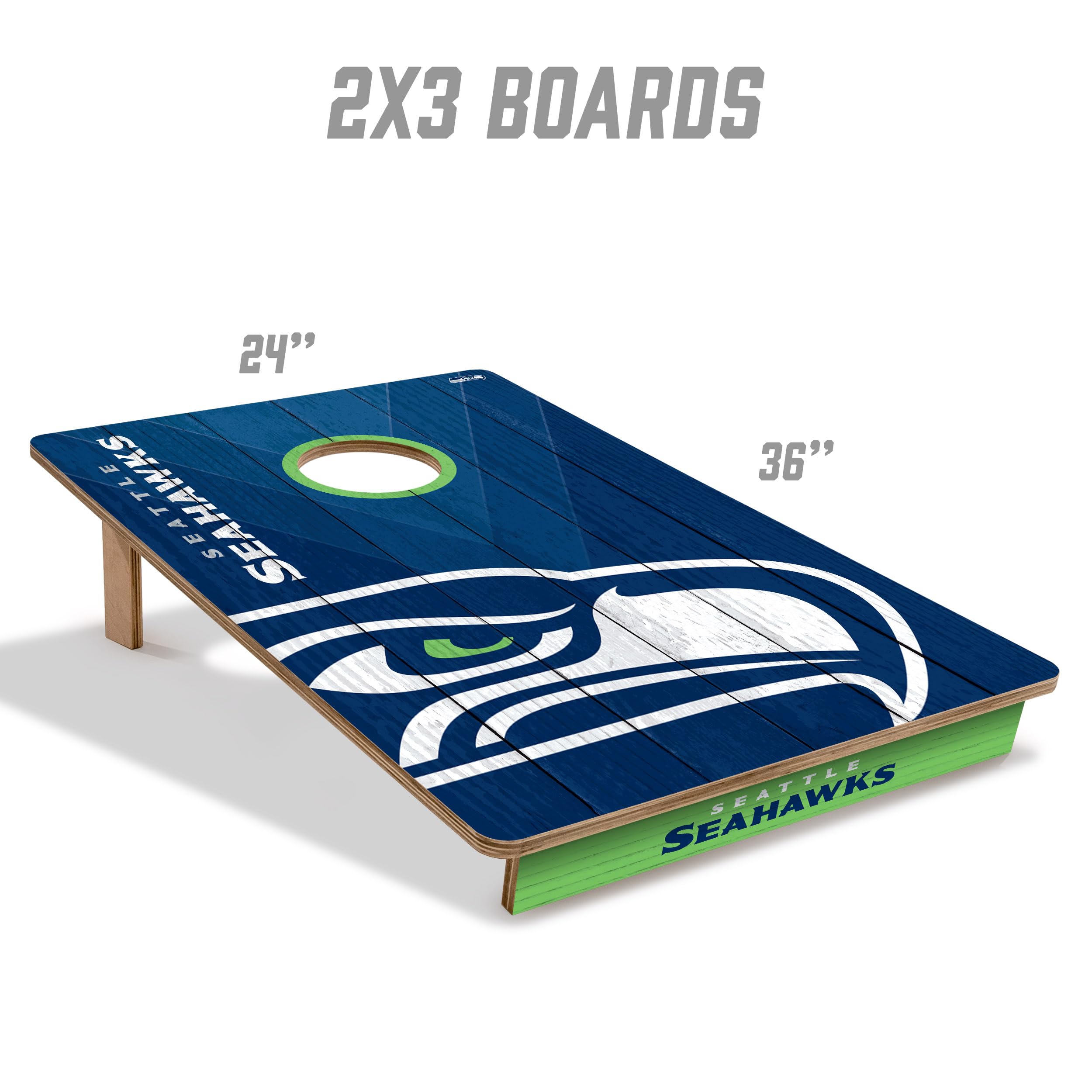 YouTheFan NFL Seattle Seahawks 2’ x 3’ Wood Cornhole Game with Logo Bags - Sports Collectibles, Sports Memorabilia, Sports Fan Shop, Sports Gifts