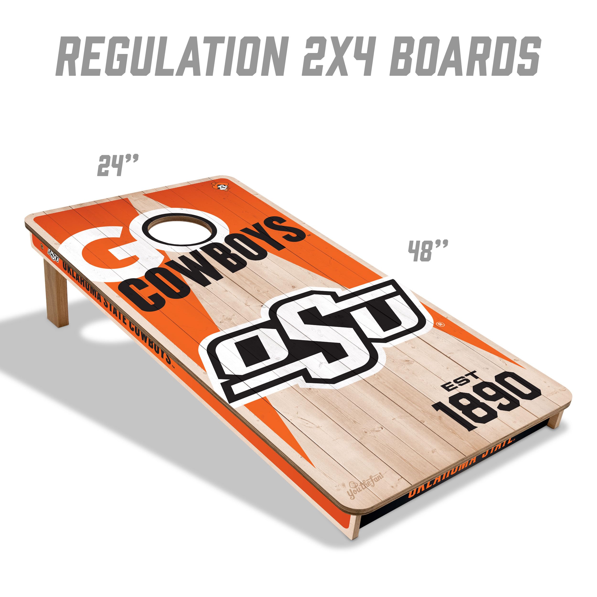 YouTheFan NCAA Oklahoma State Cowboys 2’ x 4’ Professional Wood Cornhole Game with Logo Bags - Sports Collectibles, Sports Memorabilia, Sports Fan Shop, Sports Gifts