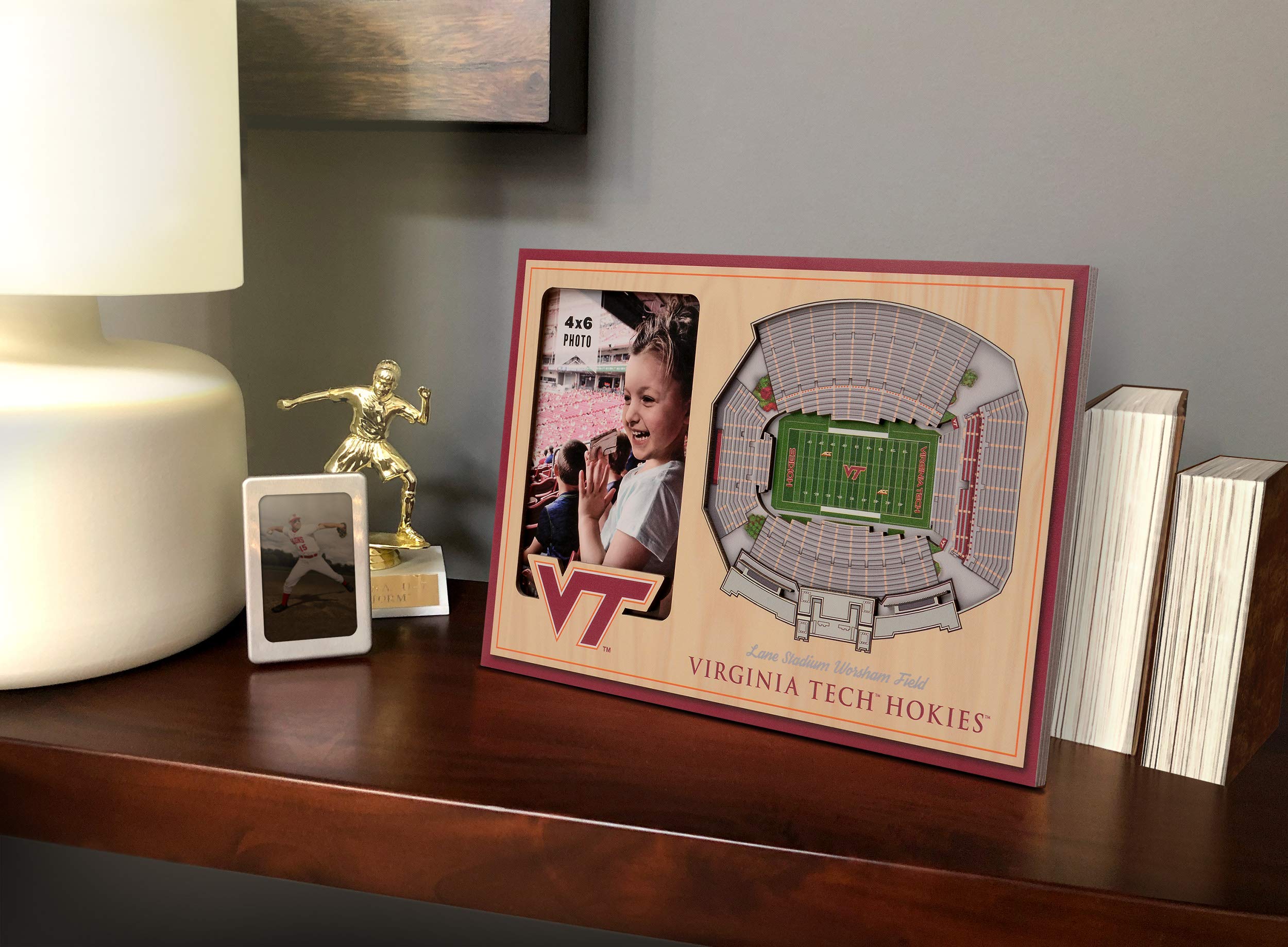 YouTheFan NCAA Virginia Tech Hokies 3D StadiumView Picture Frame - Lane Stadium Worsham Field, 12" x 8" - Sports Collectibles, Sports Memorabilia, Sports Fan Shop, Sports Gifts