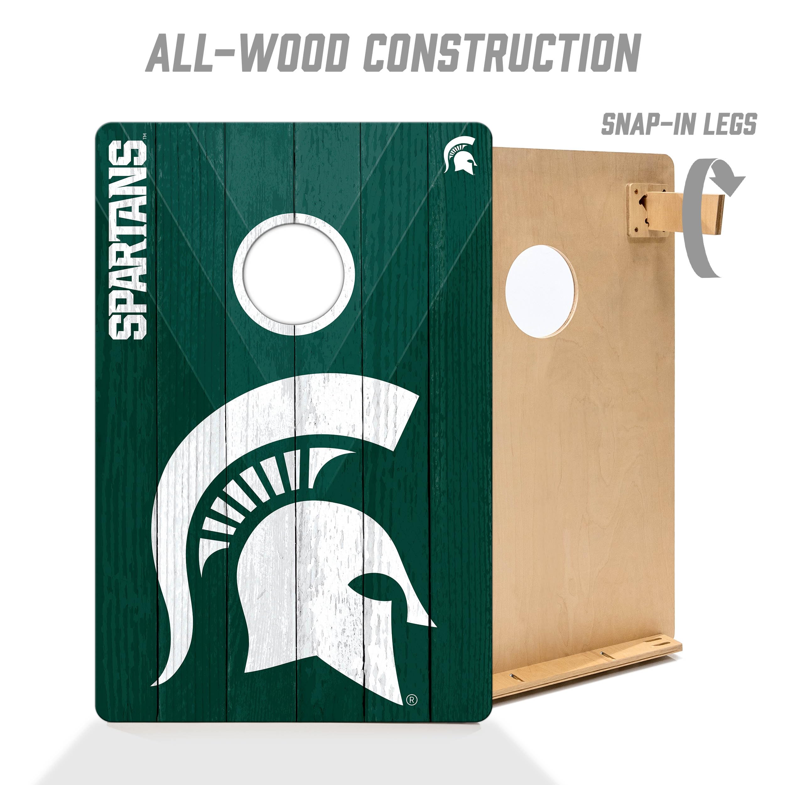 YouTheFan NCAA Michigan State Spartans 2’ x 3’ Wood Cornhole Game with Logo Bags - Sports Collectibles, Sports Memorabilia, Sports Fan Shop, Sports Gifts
