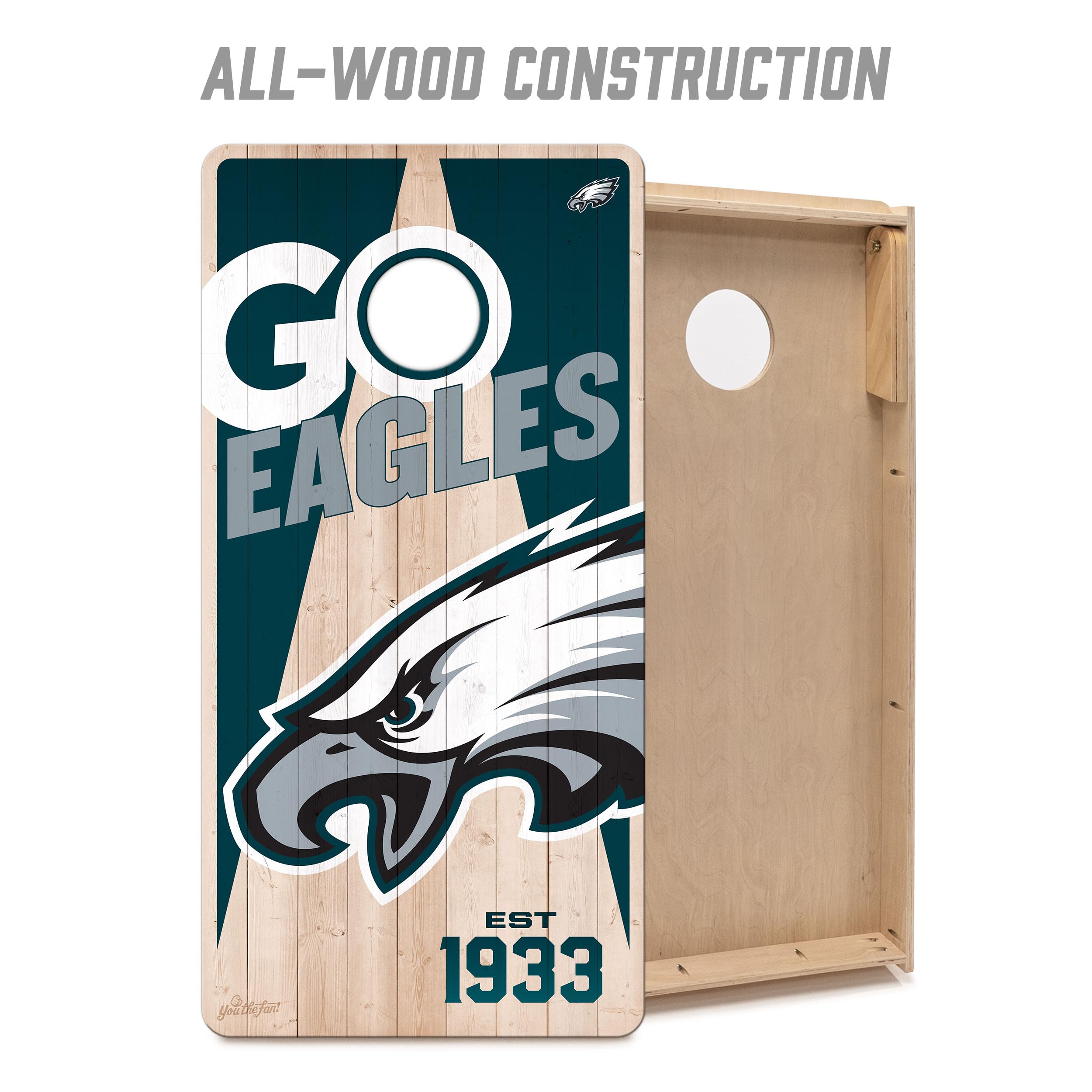 YouTheFan NFL Philadelphia Eagles 2’ x 4’ Professional Wood Cornhole Game with Logo Bags - Sports Collectibles, Sports Memorabilia, Sports Fan Shop, Sports Gifts