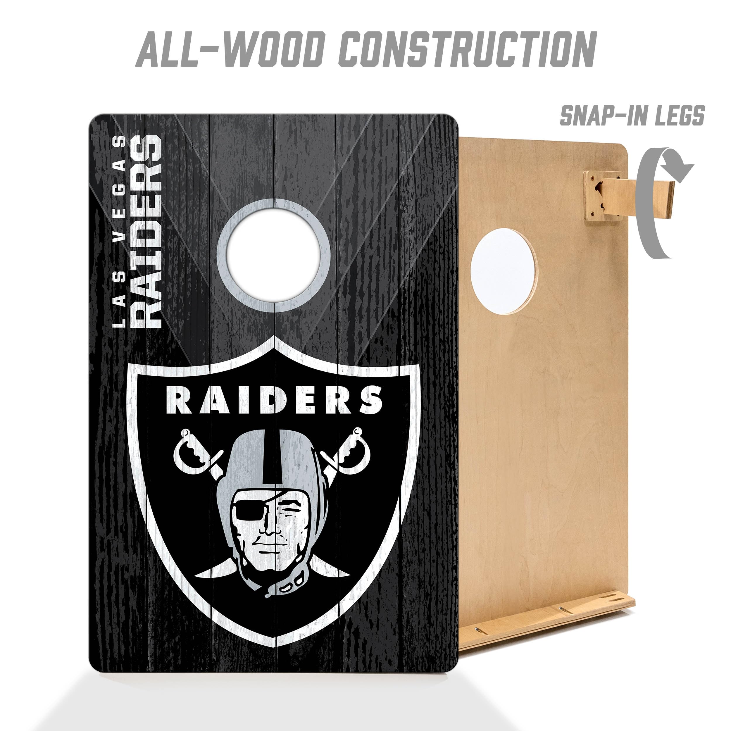 YouTheFan NFL Las Vegas Raiders 2’ x 3’ Wood Cornhole Game with Logo Bags - Sports Collectibles, Sports Memorabilia, Sports Fan Shop, Sports Gifts