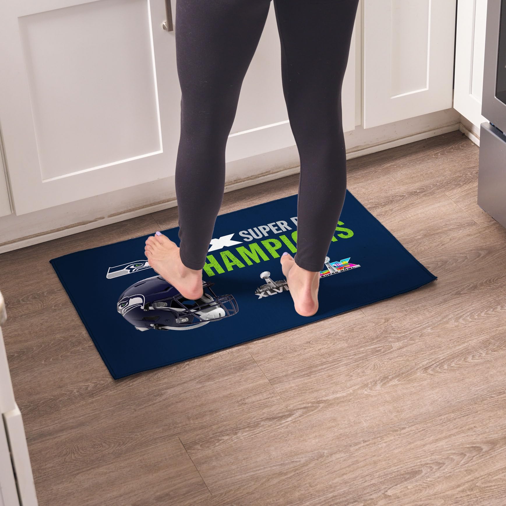 Northwest NFL Super Bowl 2026 Seattle Seahawks Multi Champs Rush Washable Rug, 20 x 32 in - Sports Gifts, Sports Memorabilia, Sports Collectibles, Fan Shop