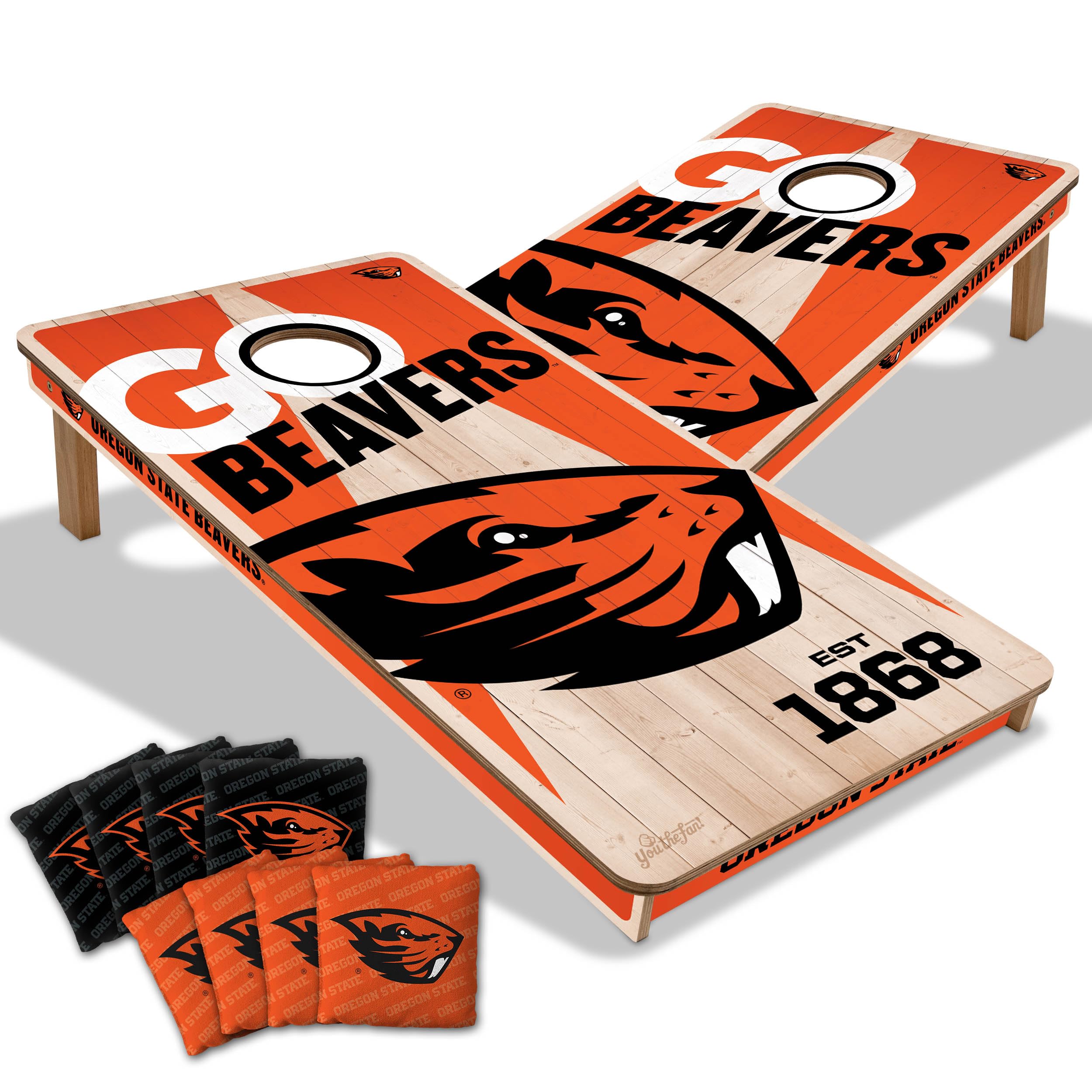 YouTheFan NCAA Oregon State Beavers 2’ x 4’ Professional Wood Cornhole Game with Logo Bags - Sports Collectibles, Sports Memorabilia, Sports Fan Shop, Sports Gifts