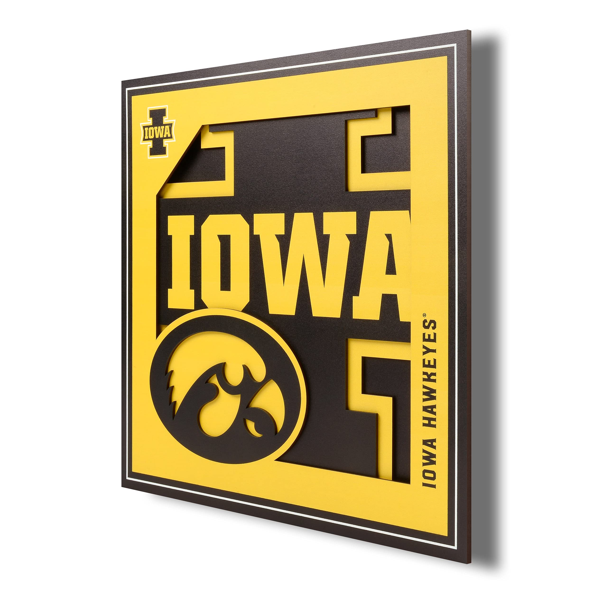 YouTheFan NCAA Iowa Hawkeyes 3D Logo Series Wall Art - 12x12 - Sports Collectibles, Sports Memorabilia, Sports Fan Shop, Sports Gifts