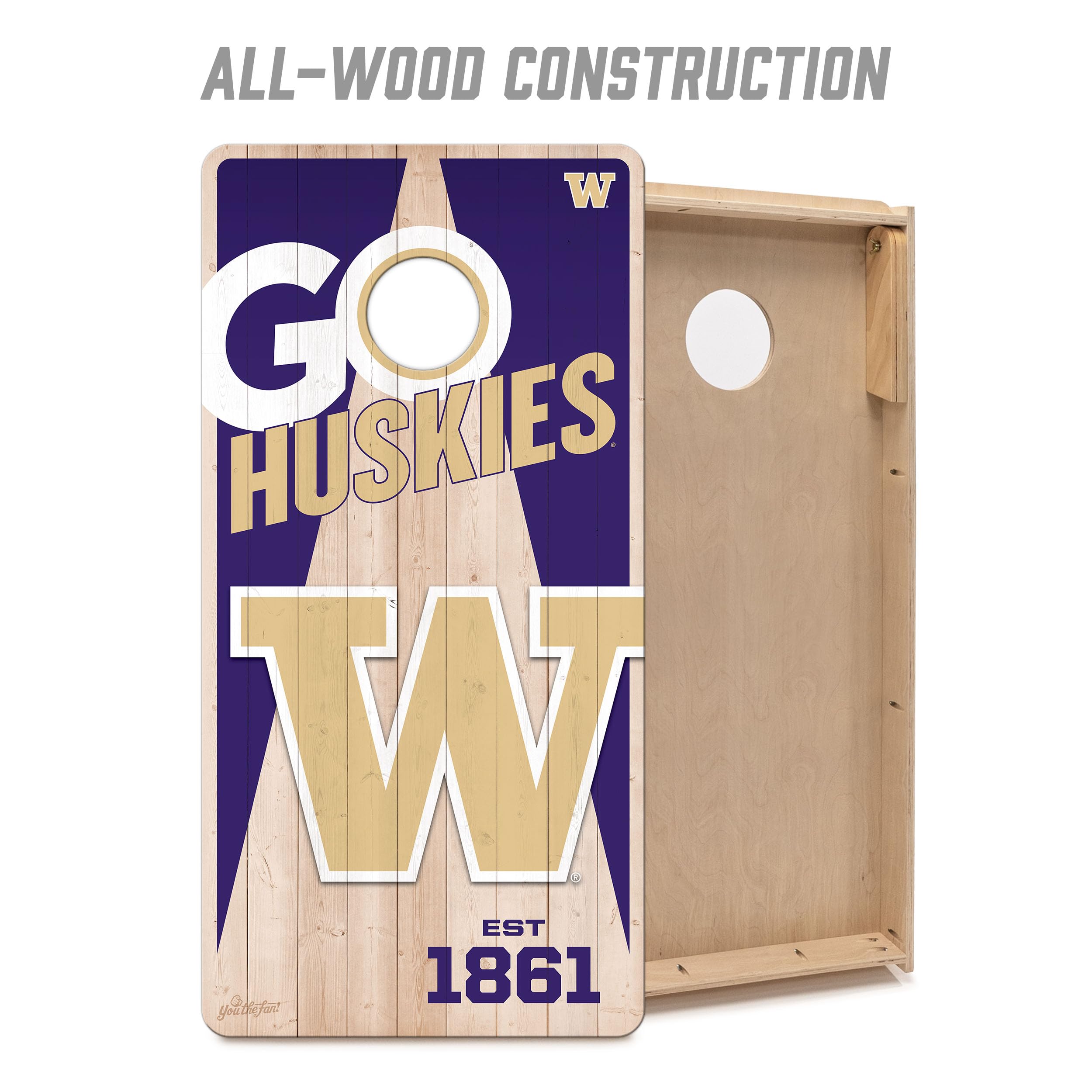 YouTheFan NCAA Washington Huskies 2’ x 4’ Professional Wood Cornhole Game with Logo Bags - Sports Collectibles, Sports Memorabilia, Sports Fan Shop, Sports Gifts