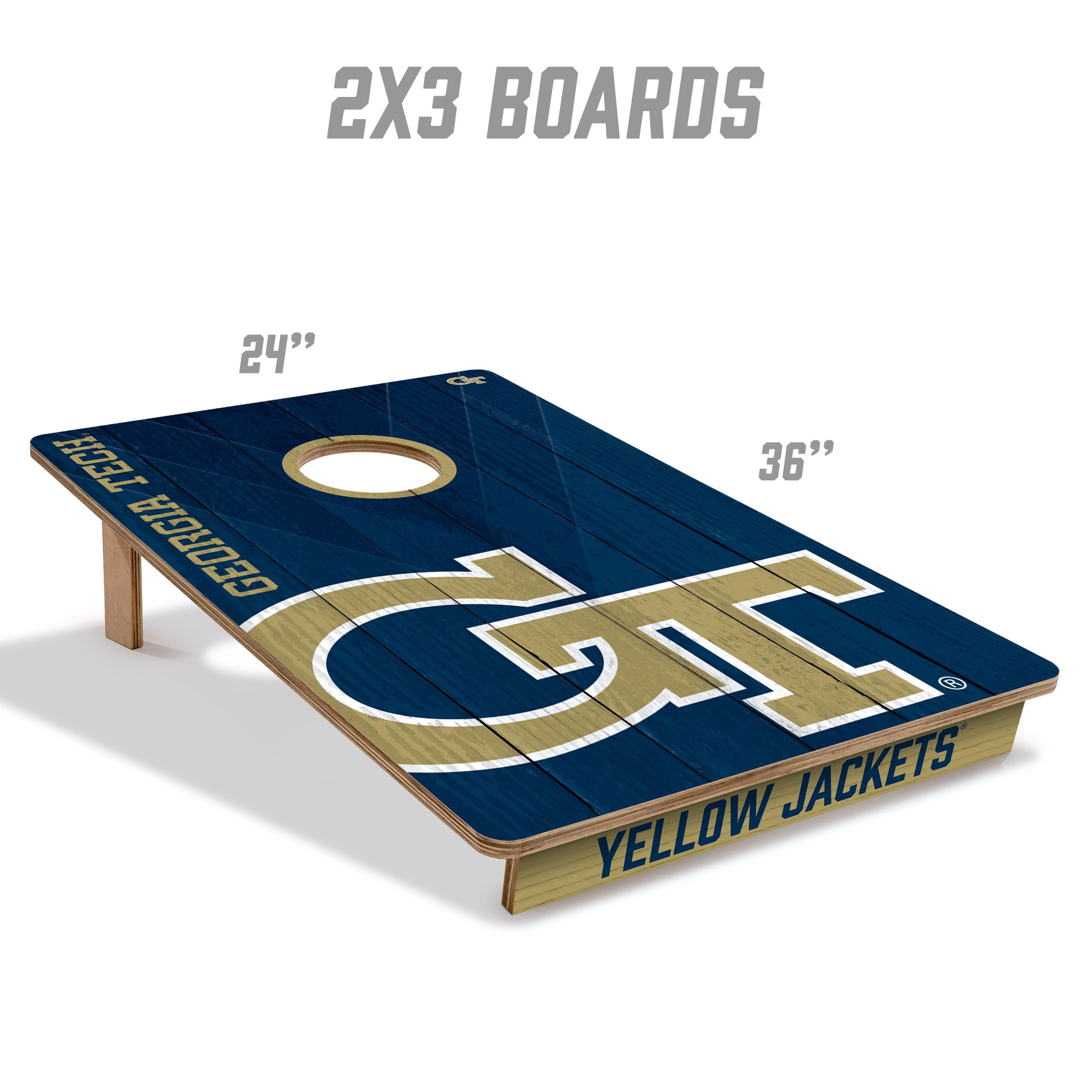 YouTheFan NCAA Georgia Tech Yellow Jackets 2’ x 3’ Wood Cornhole Game with Logo Bags - Sports Collectibles, Sports Memorabilia, Sports Fan Shop, Sports Gifts