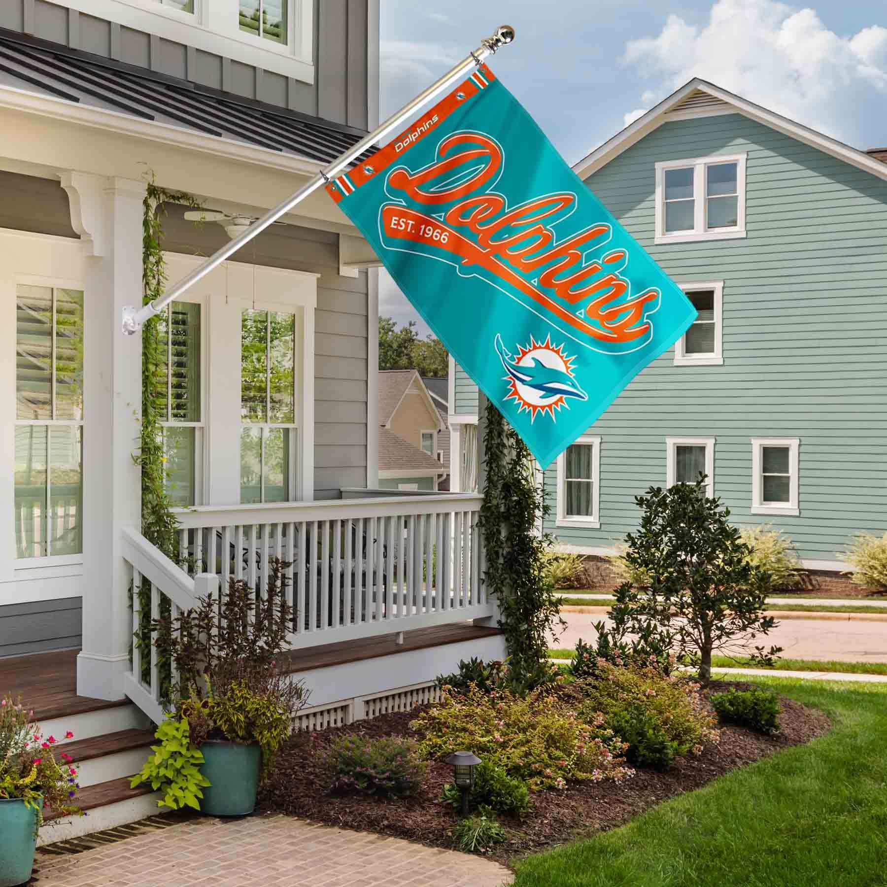 WinCraft Miami Dolphins Script Logo Premium Flag - Sports Collectibles, Sports Memorabilia, Sports Fan Shop, Sports Gifts