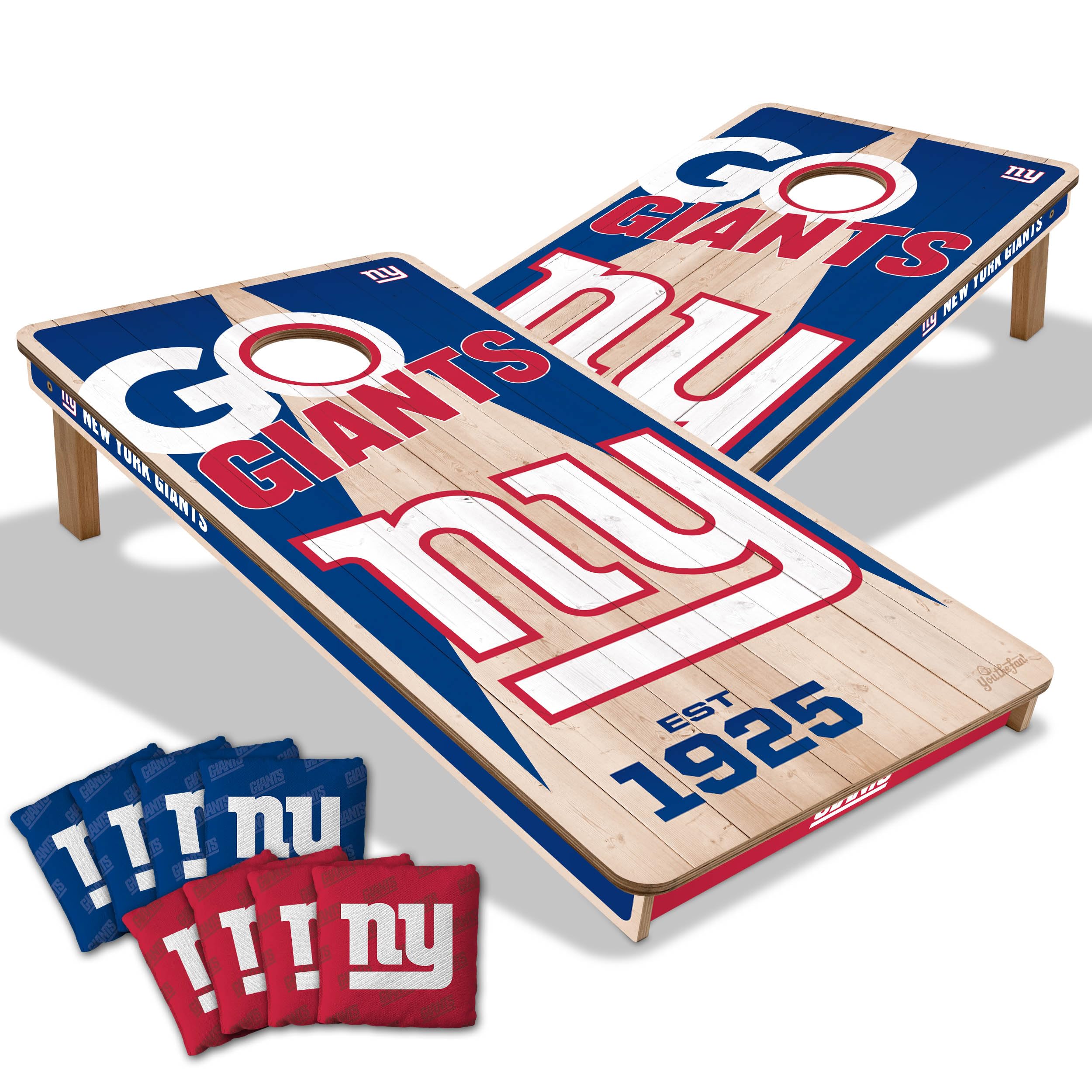 YouTheFan NFL New York Giants 2’ x 4’ Professional Wood Cornhole Game with Logo Bags - Sports Collectibles, Sports Memorabilia, Sports Fan Shop, Sports Gifts