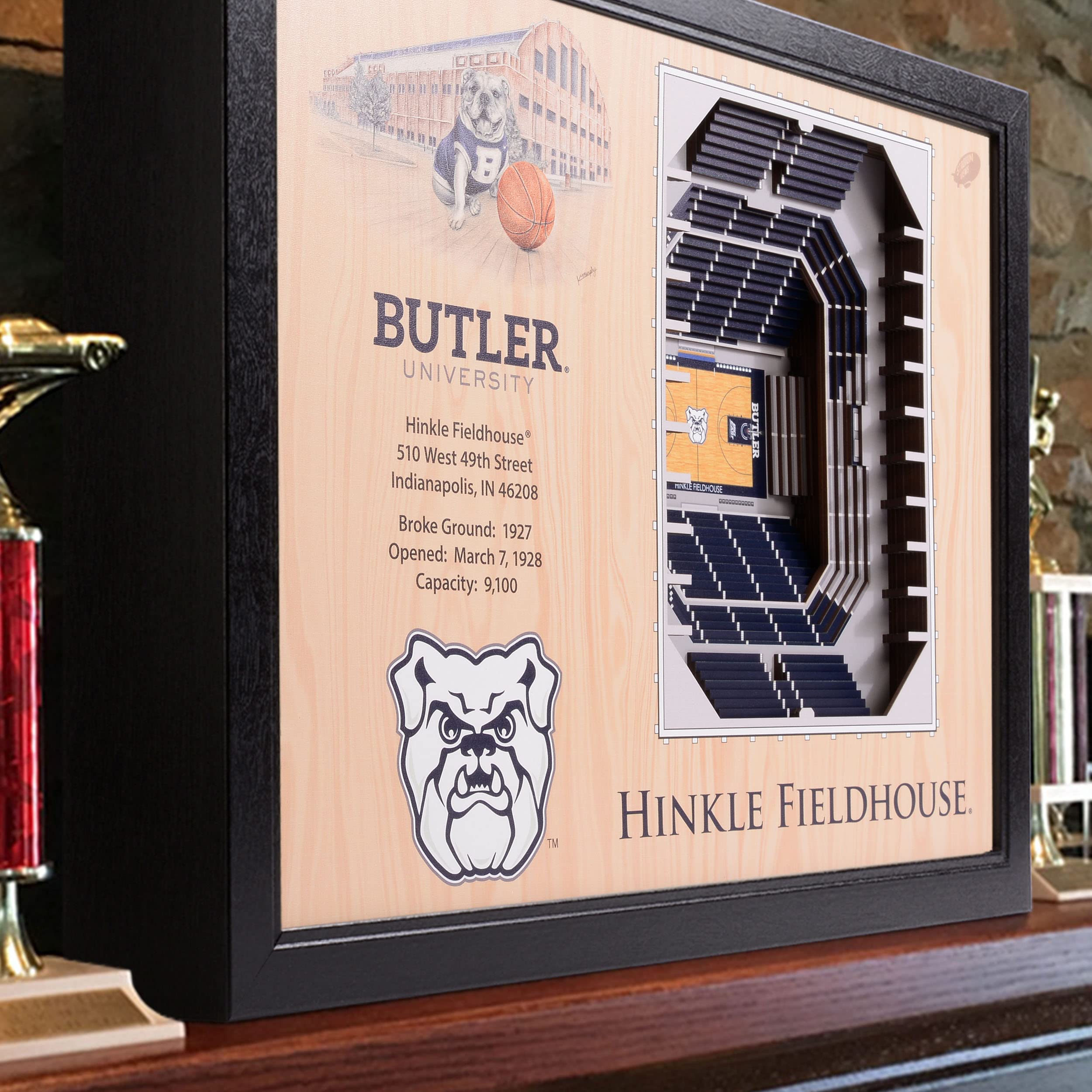 YouTheFan NCAA Butler Bulldogs 25-Layer StadiumViews 3D Wall Art - Hinkle Fieldhouse - Sports Collectibles, Sports Memorabilia, Sports Fan Shop, Sports Gifts