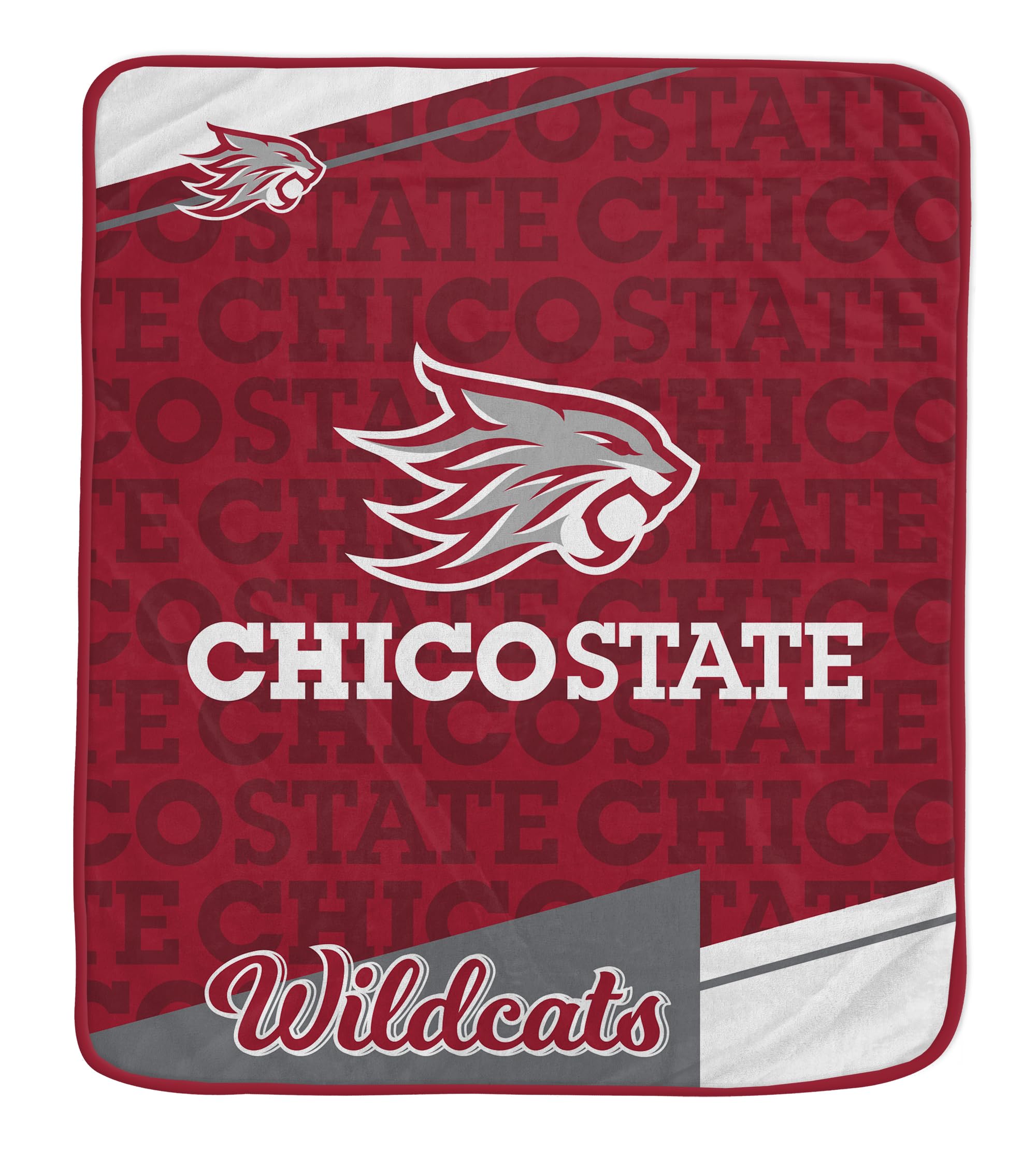 Pegasus Sports NCAA Chico State Wildcats Diagonal Ghost Ultra Soft Blanket - Sports Gifts, Sports Memorabilia, Sports Collectibles, Fan Shop