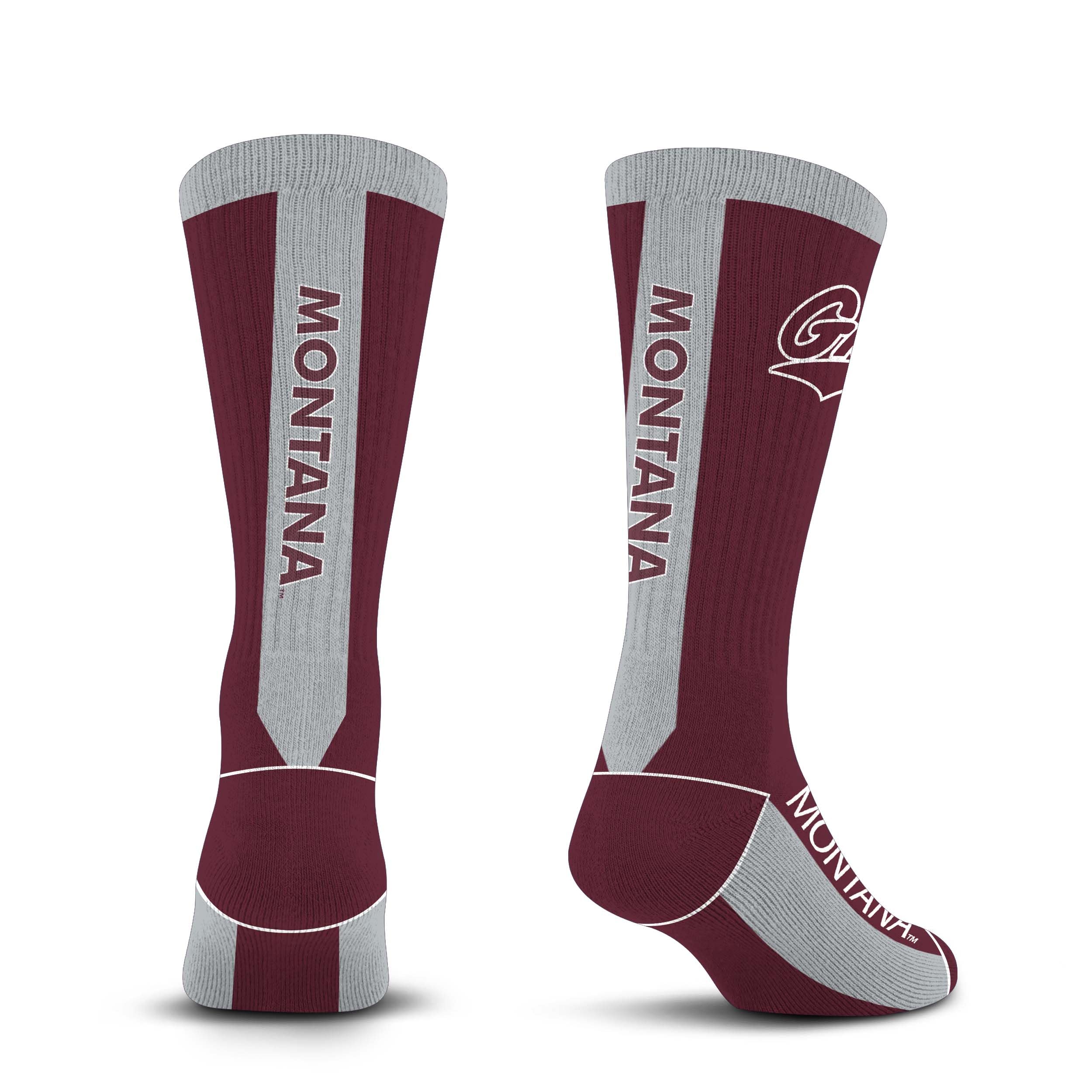 For Bare Feet NCAA MONTANA GRIZZLIES MVP Crew Sock Team Color Large - Sports Gifts, Sports Memorabilia, Sports Collectibles, Fan Shop