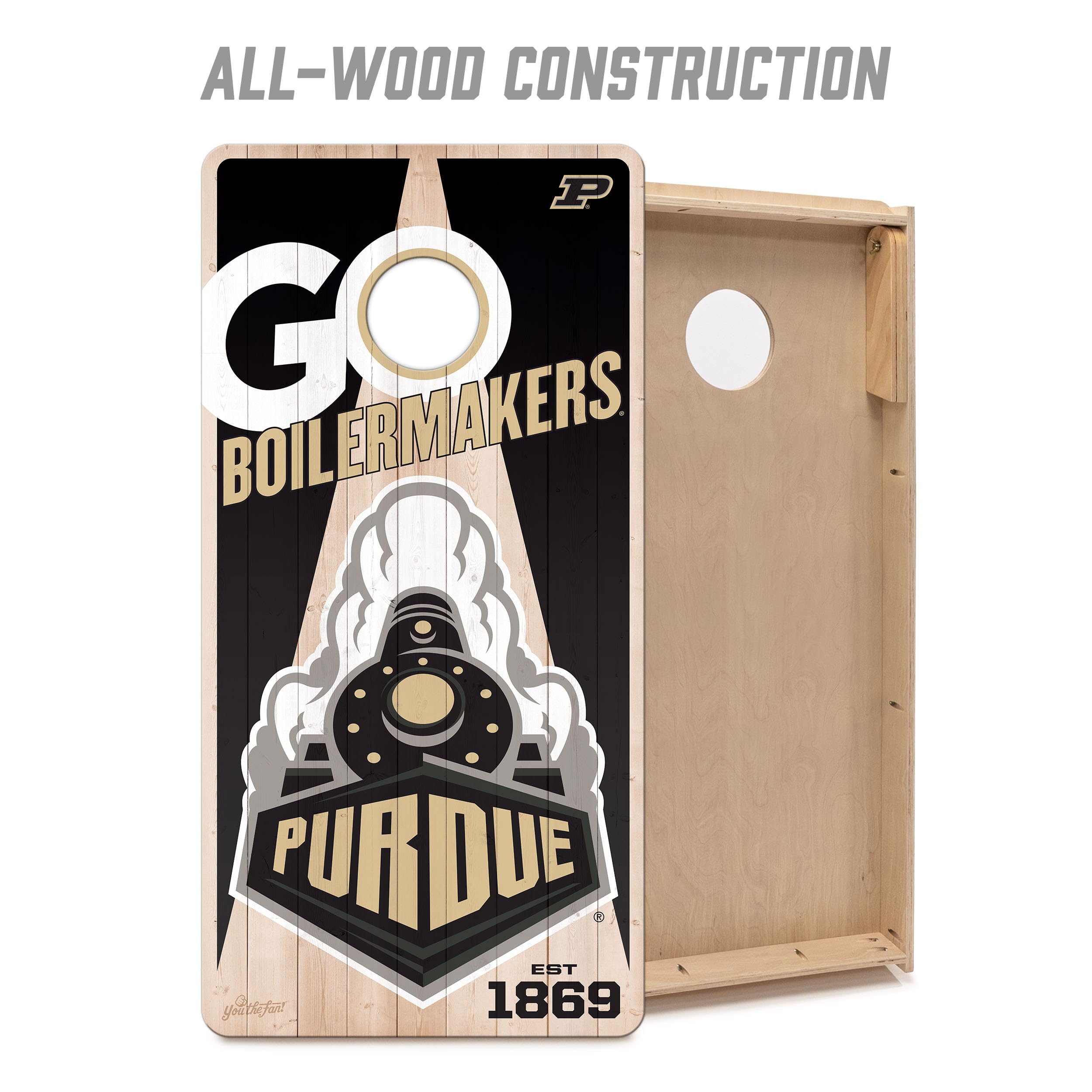 YouTheFan NCAA Purdue Boilermakers 2’ x 4’ Professional Wood Cornhole Game with Logo Bags - Sports Collectibles, Sports Memorabilia, Sports Fan Shop, Sports Gifts