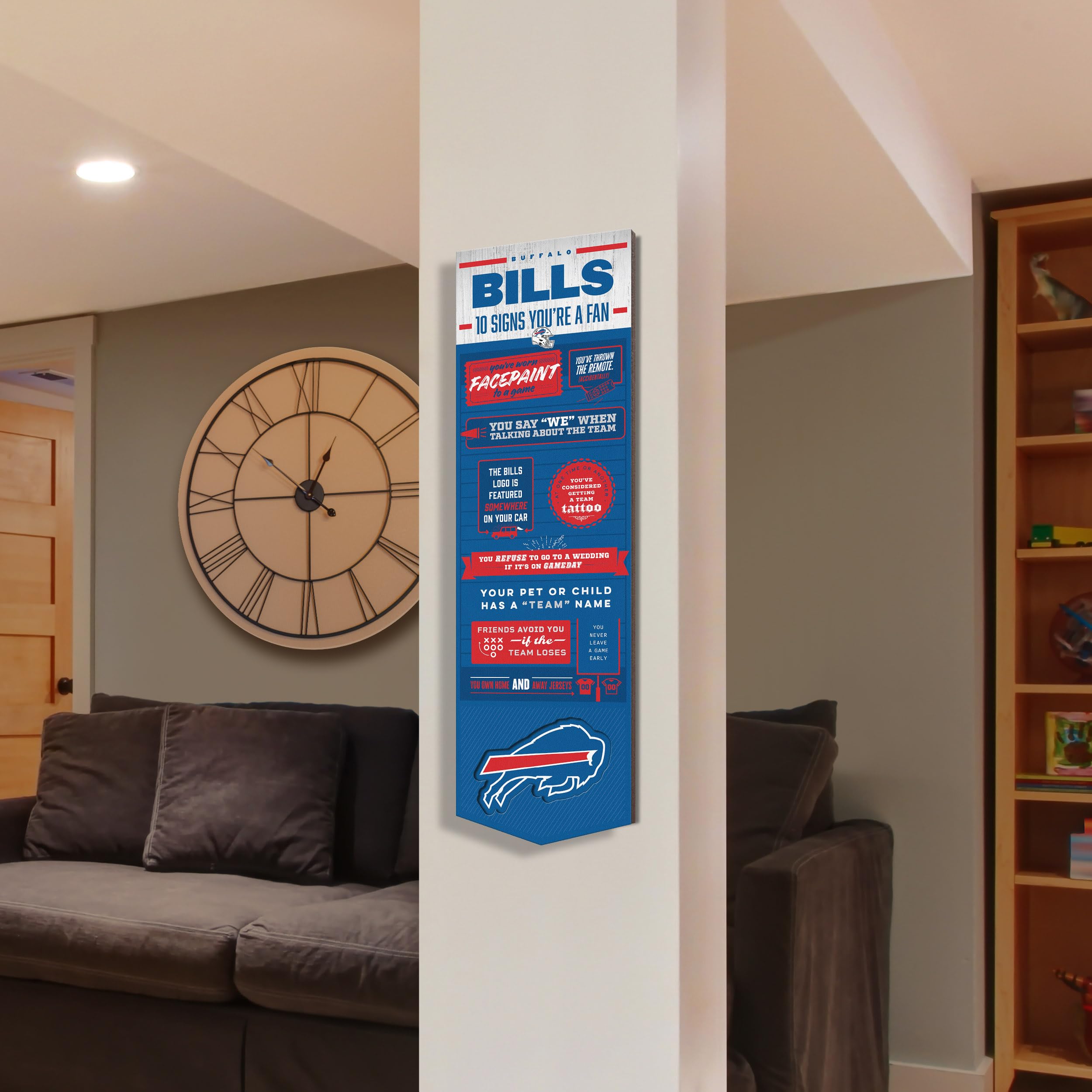 YouTheFan Officially-licensed NFL Buffalo Bills 6x19 Top 10 Signs Banner - humorous descriptions - fun sports fan phrases, original design, indoor team wall decor fan gift - Sports Collectibles, Sports Memorabilia, Sports Fan Shop, Sports Gifts