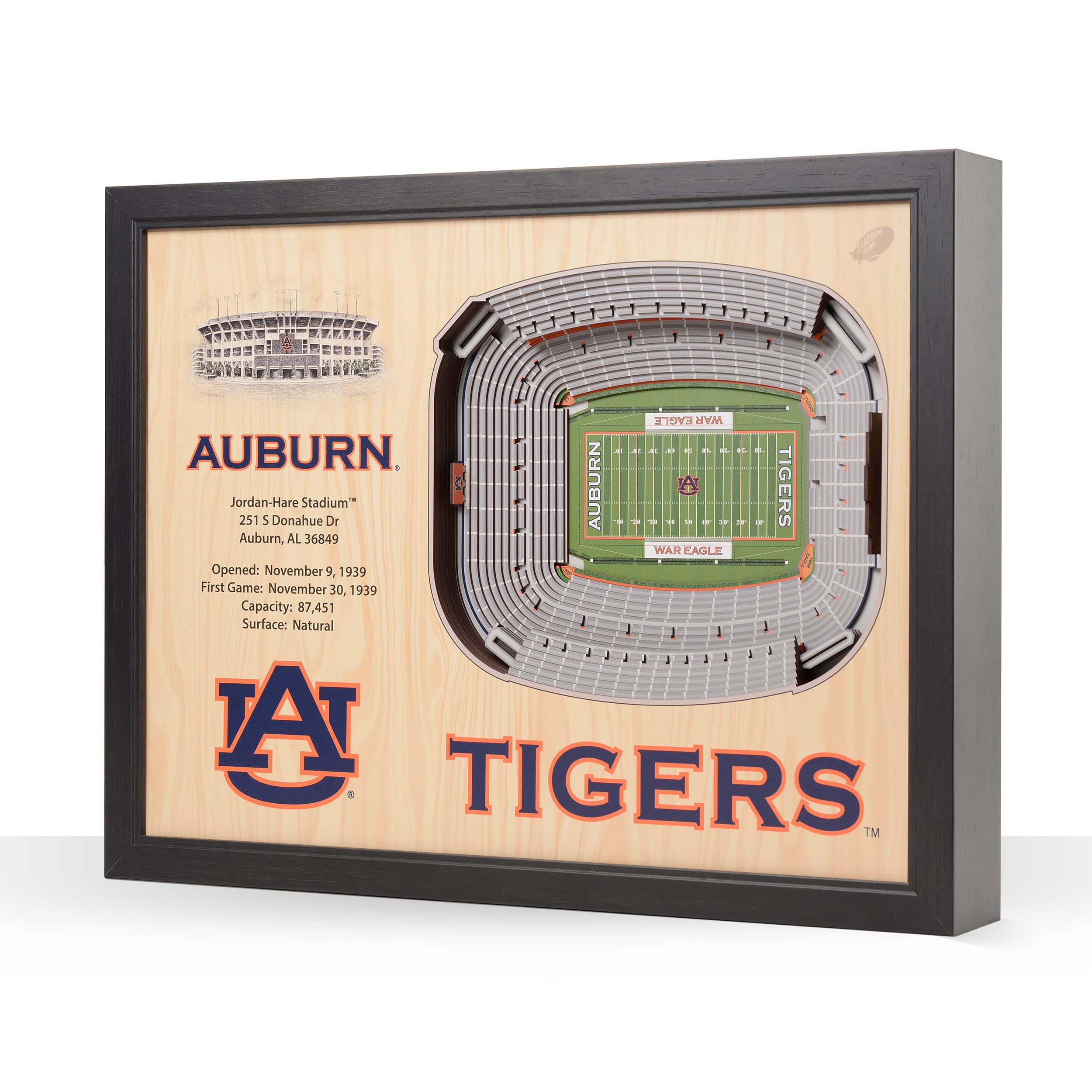 YouTheFan NCAA Auburn Tigers 25-Layer StadiumViews 3D Wall Art - Jordan-Hare Stadium - Sports Collectibles, Sports Memorabilia, Sports Fan Shop, Sports Gifts