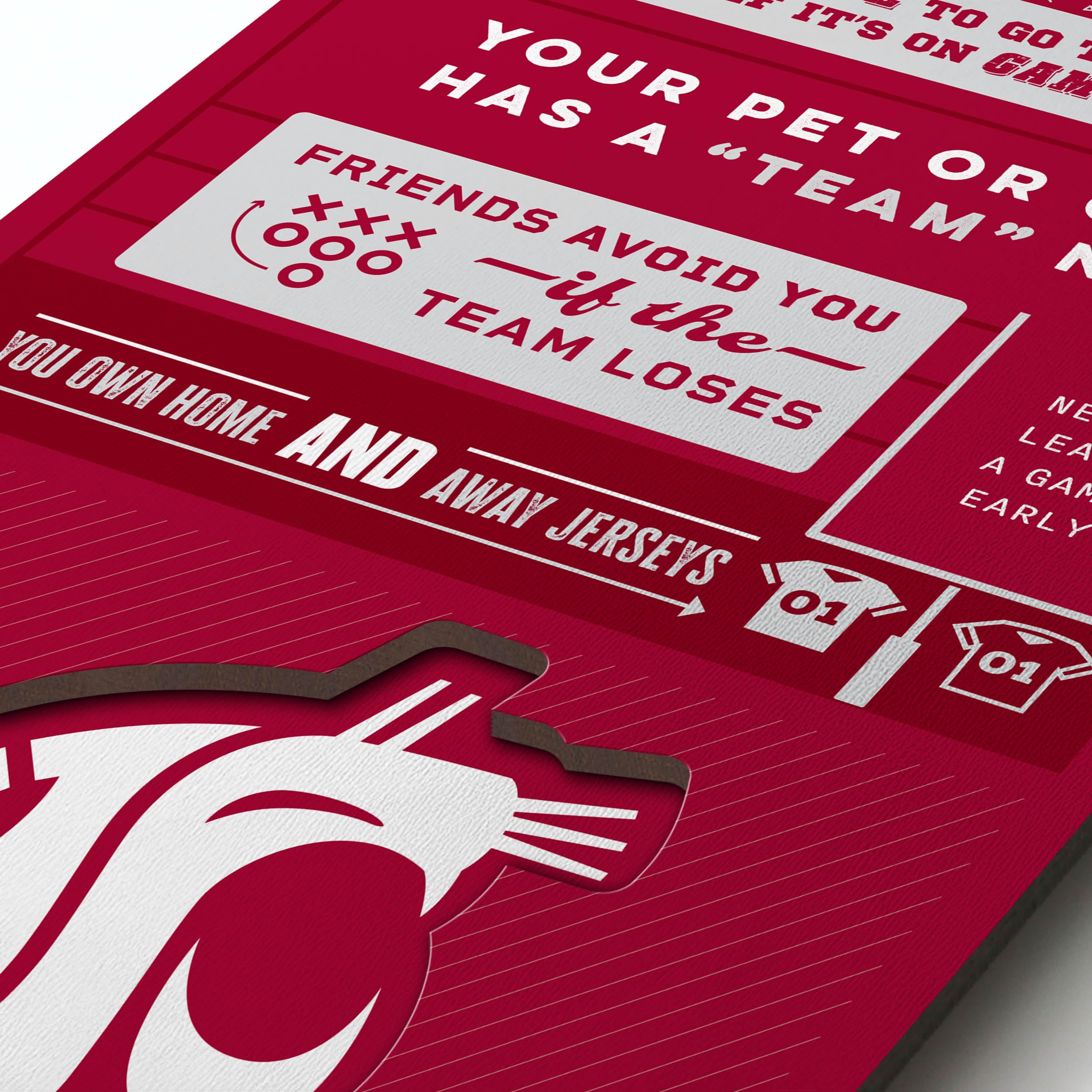 YouTheFan Officially-licensed NCAA Washington State Cougars 6x19 Top 10 Signs Banner - humorous descriptions - fun sports fan phrases, original design, indoor team wall decor fan gift - Sports Collectibles, Sports Memorabilia, Sports Fan Shop, Sports Gifts