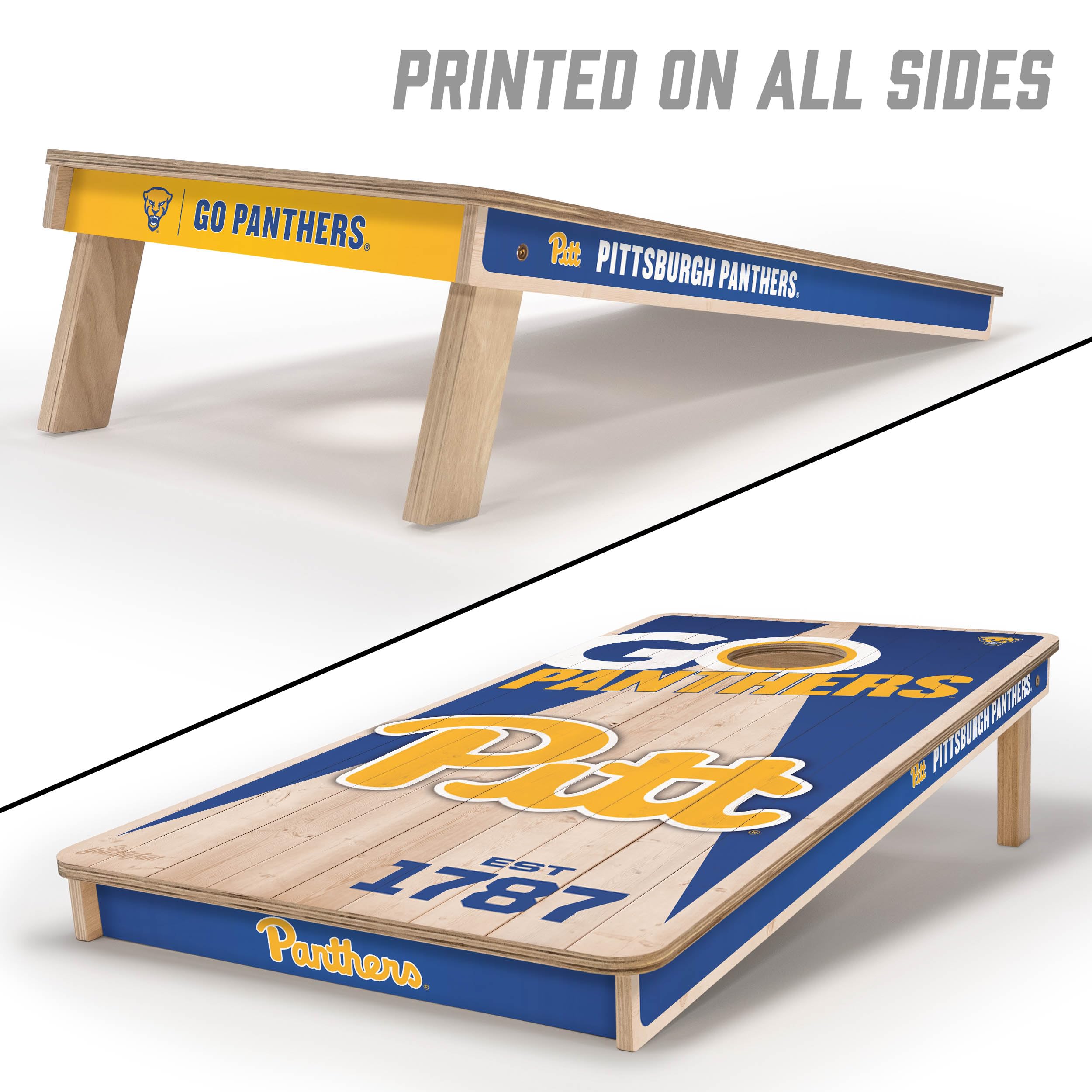 YouTheFan NCAA Pittsburgh Panthers 2’ x 4’ Professional Wood Cornhole Game with Logo Bags - Sports Collectibles, Sports Memorabilia, Sports Fan Shop, Sports Gifts