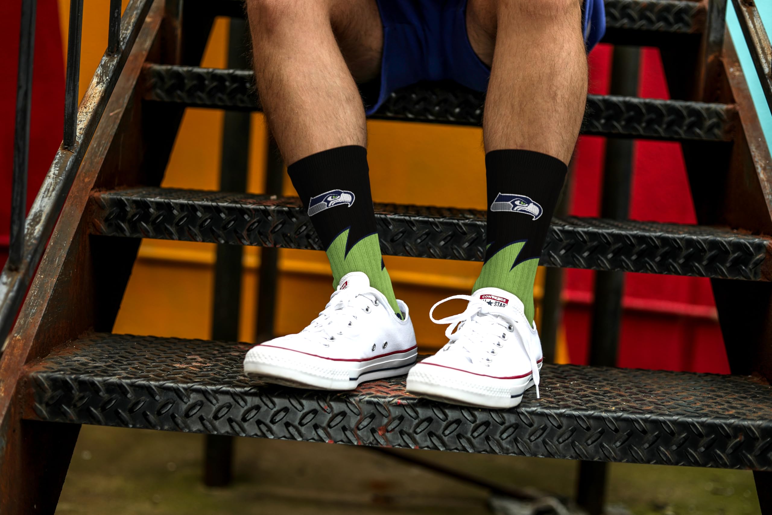 For Bare Feet NFL SEATTLE SEAHAWKS Black Wave Crew Sock Team Color YOUTH - Sports Gifts, Sports Memorabilia, Sports Collectibles, Fan Shop