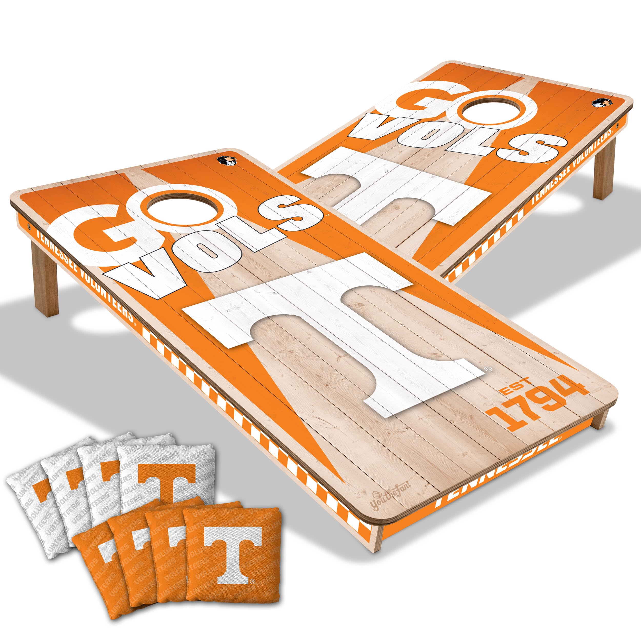 YouTheFan NCAA Tennessee Volunteers 2’ x 4’ Professional Wood Cornhole Game with Logo Bags - Sports Collectibles, Sports Memorabilia, Sports Fan Shop, Sports Gifts