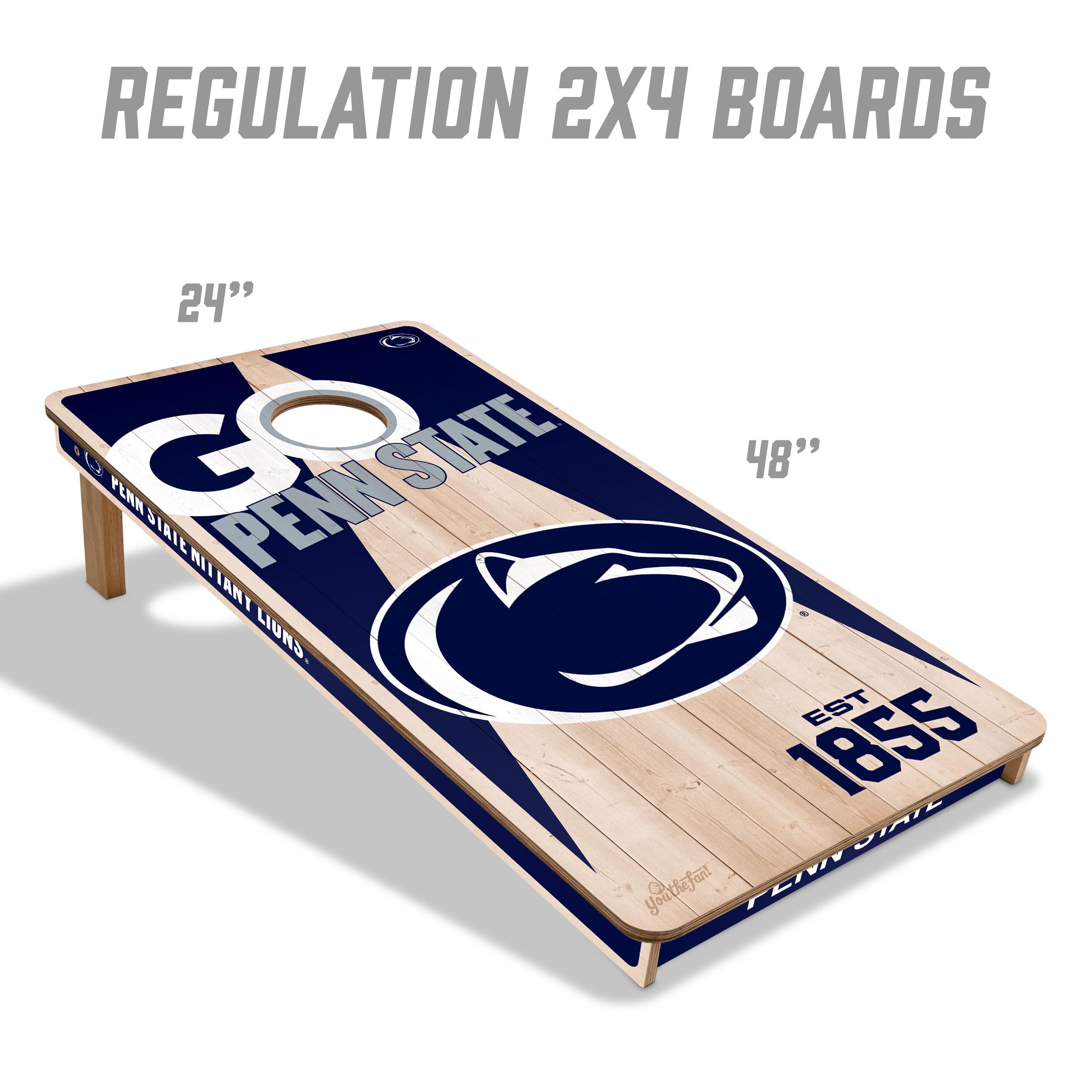 YouTheFan NCAA Penn State Nittany Lions 2’ x 4’ Professional Wood Cornhole Game with Logo Bags - Sports Collectibles, Sports Memorabilia, Sports Fan Shop, Sports Gifts