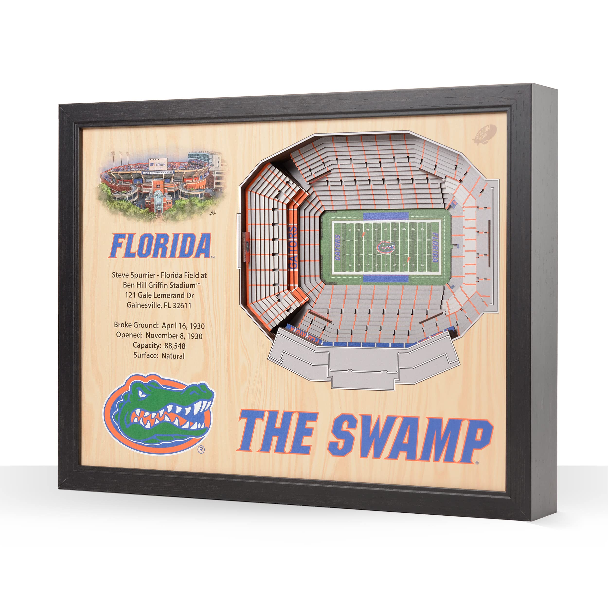 YouTheFan NCAA Florida Gators 25-Layer StadiumView 3D Wall Art , 25.5 x 3.5 x 19.5 Inches, Brown - Sports Collectibles, Sports Memorabilia, Sports Fan Shop, Sports Gifts