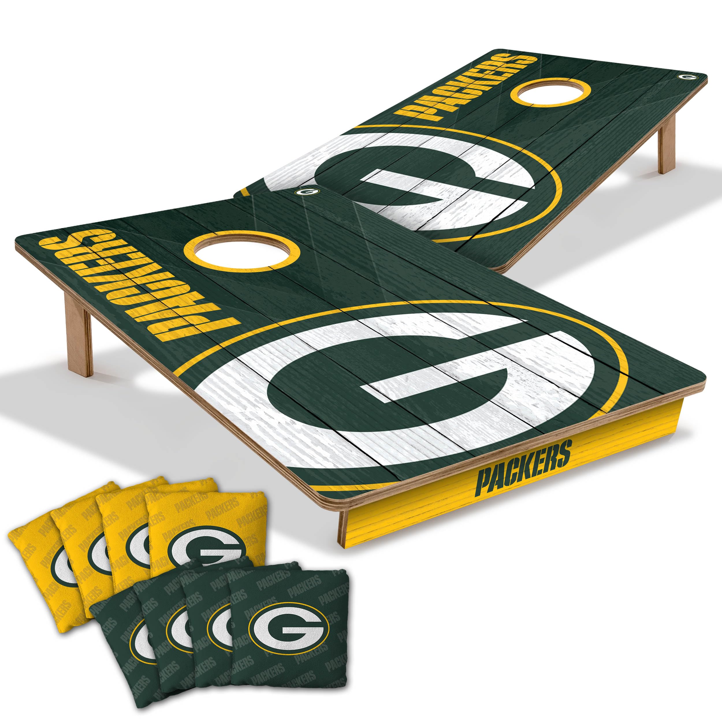 YouTheFan NFL Green Bay Packers 2’ x 3’ Wood Cornhole Game with Logo Bags - Sports Collectibles, Sports Memorabilia, Sports Fan Shop, Sports Gifts