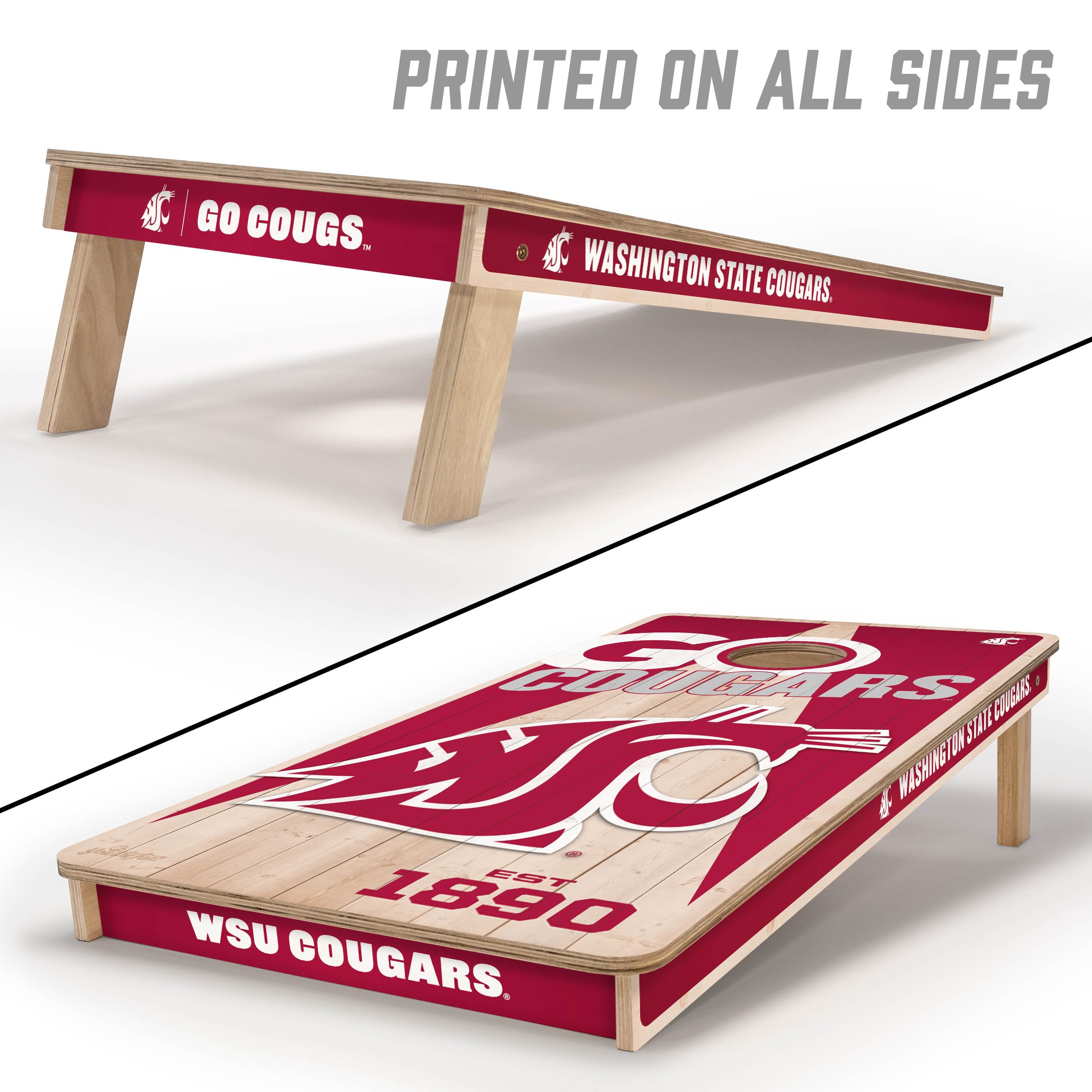 YouTheFan NCAA Washington State Cougars 2’ x 4’ Professional Wood Cornhole Game with Logo Bags - Sports Collectibles, Sports Memorabilia, Sports Fan Shop, Sports Gifts