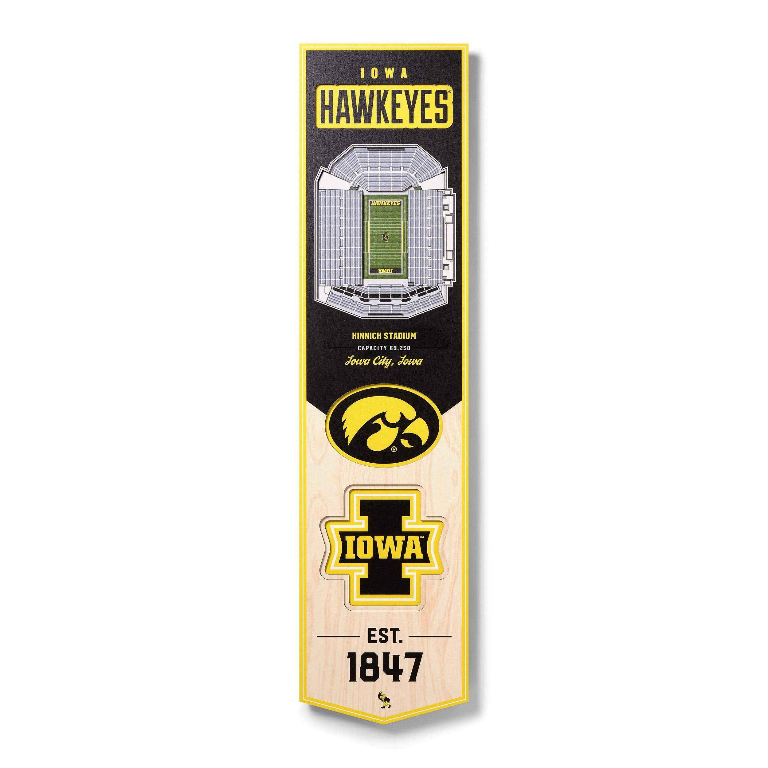 YouTheFan NCAA Iowa Hawkeyes 3D Stadium 8x32 Banner - Kinnick Stadium - Sports Collectibles, Sports Memorabilia, Sports Fan Shop, Sports Gifts