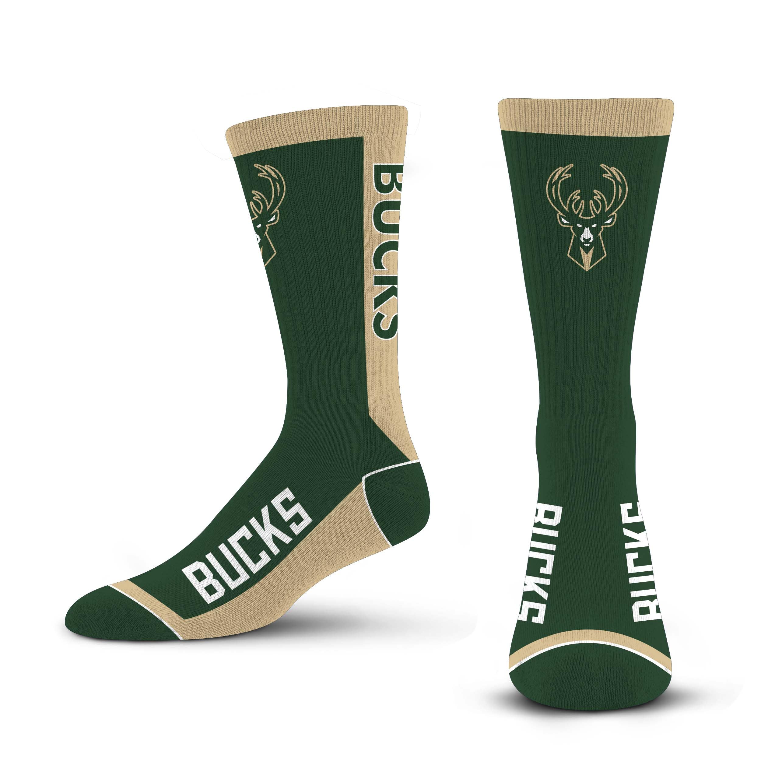 For Bare Feet NBA MILWAUKEE BUCKS MVP Crew Sock Team Color Large - Sports Gifts, Sports Memorabilia, Sports Collectibles, Fan Shop