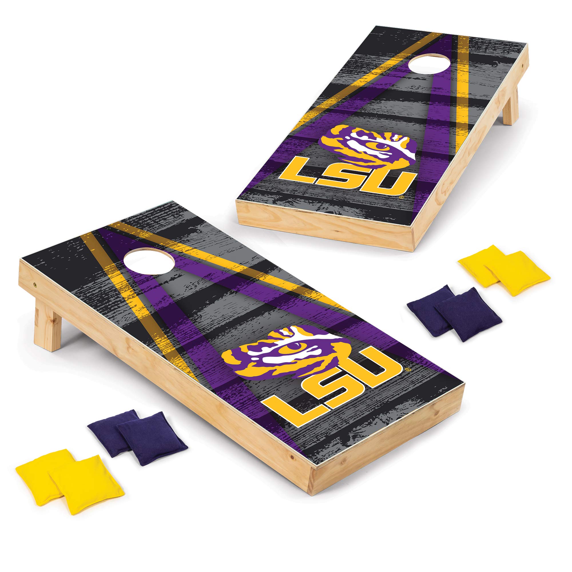 Wild Sports 2' x 4' Wood Tournament Cornhole Set - Direct Printed - LSU Tigers- perfect for Backyard, Beach, Park, Tailgates, Outdoors and Indoors - Sports Collectibles, Sports Memorabilia, Sports Fan Shop, Sports Gifts