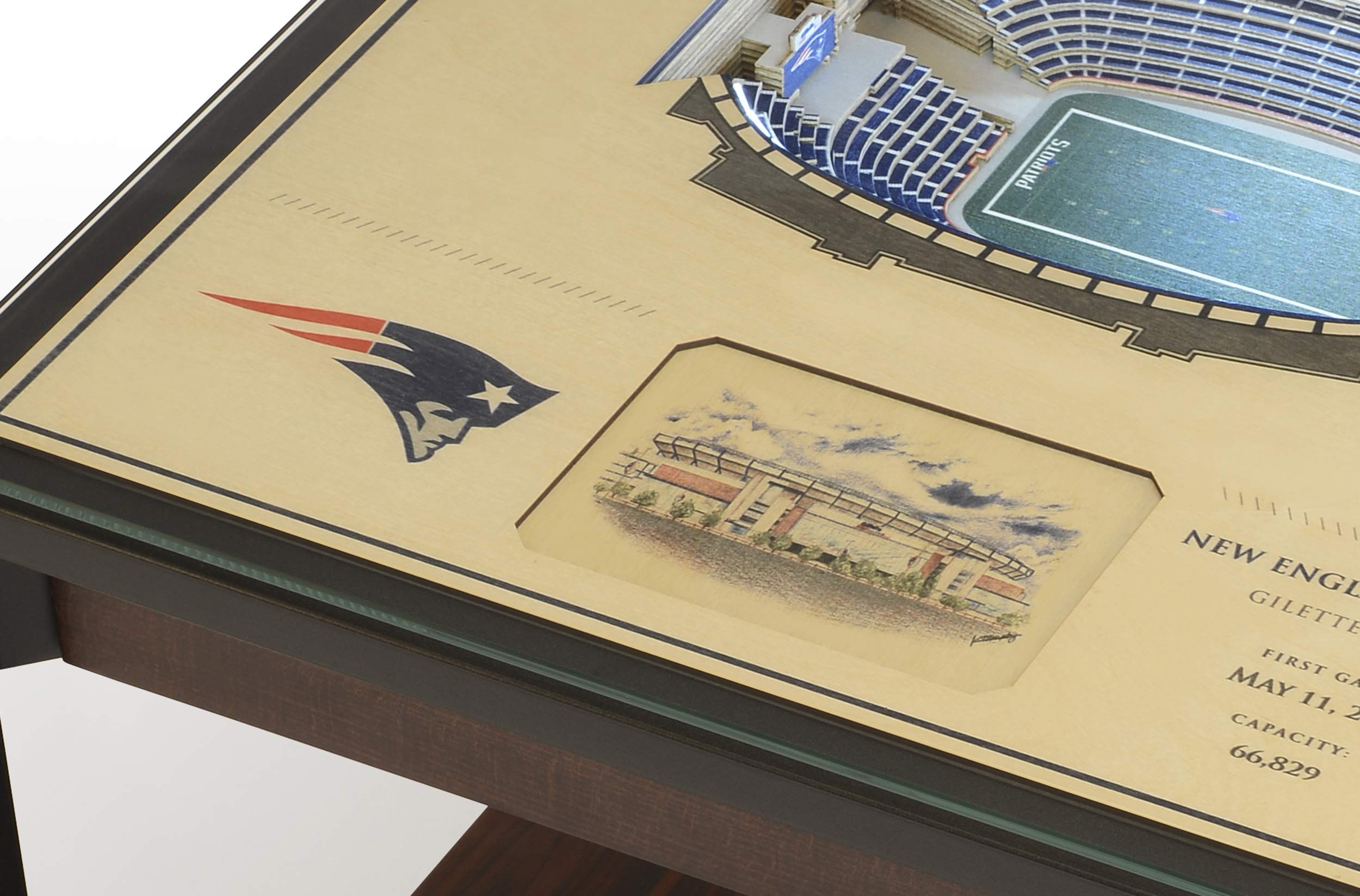 YouTheFan NFL New England Patriots 25-Layer StadiumView Lighted End Table - Sports Collectibles, Sports Memorabilia, Sports Fan Shop, Sports Gifts