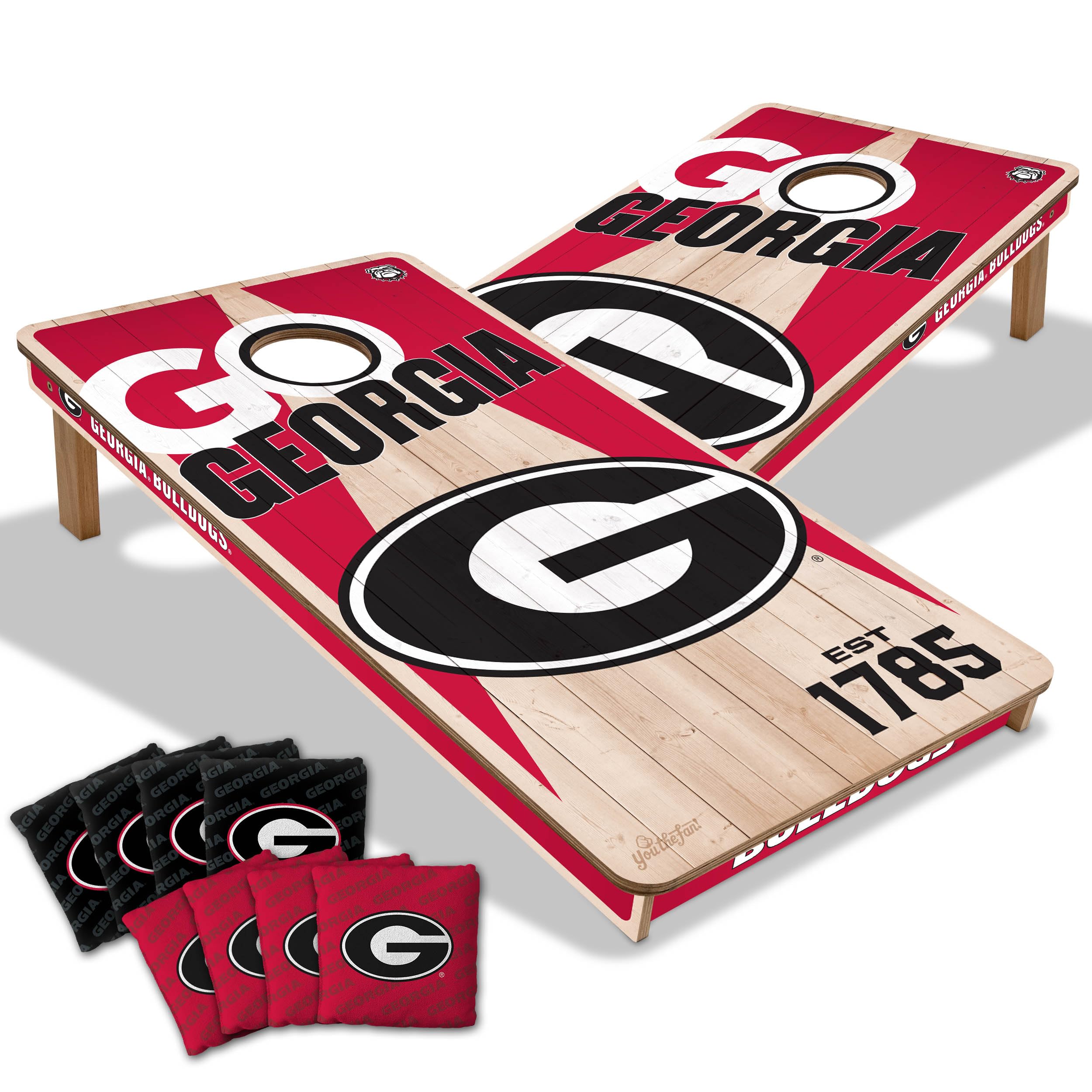 YouTheFan NCAA Georgia Bulldogs 2’ x 4’ Professional Wood Cornhole Game with Logo Bags - Sports Collectibles, Sports Memorabilia, Sports Fan Shop, Sports Gifts