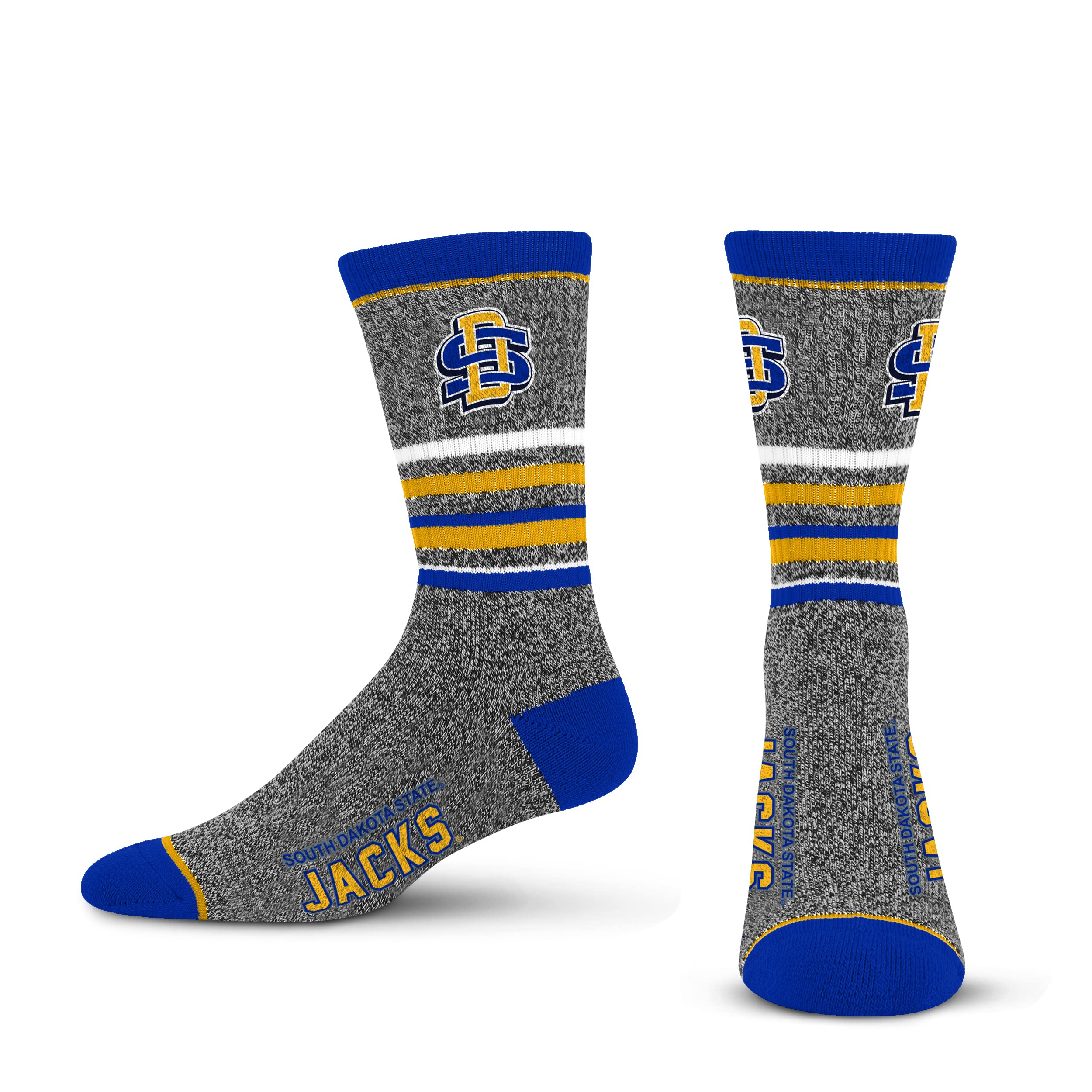 For Bare Feet Mens NCAA South Dakota State Jackrabbits 5 Star Crew Sock Marble Grey Large - Sports Gifts, Sports Memorabilia, Sports Collectibles, Fan Shop