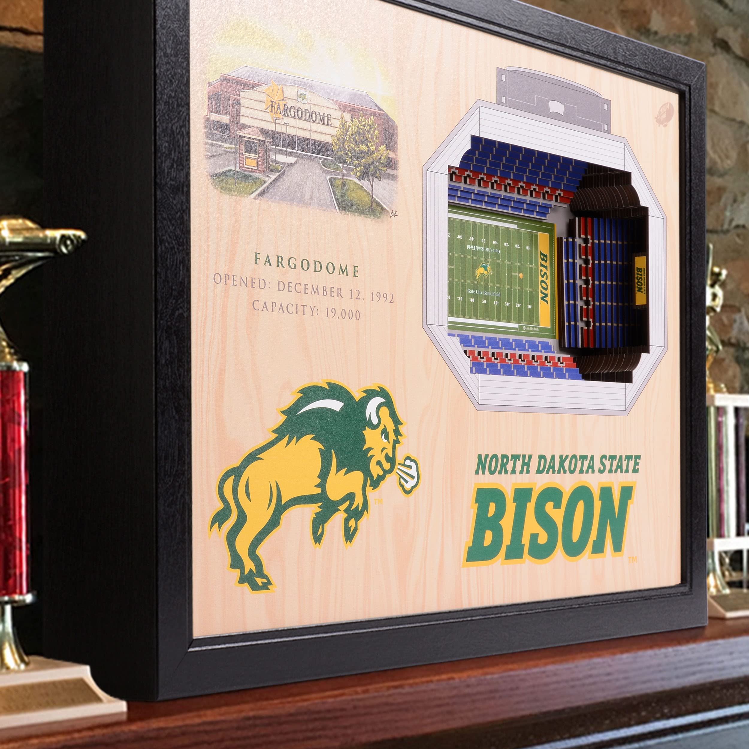 YouTheFan NCAA North Dakota State Bison 25-Layer StadiumViews 3D Wall Art - Fargodome - Sports Collectibles, Sports Memorabilia, Sports Fan Shop, Sports Gifts
