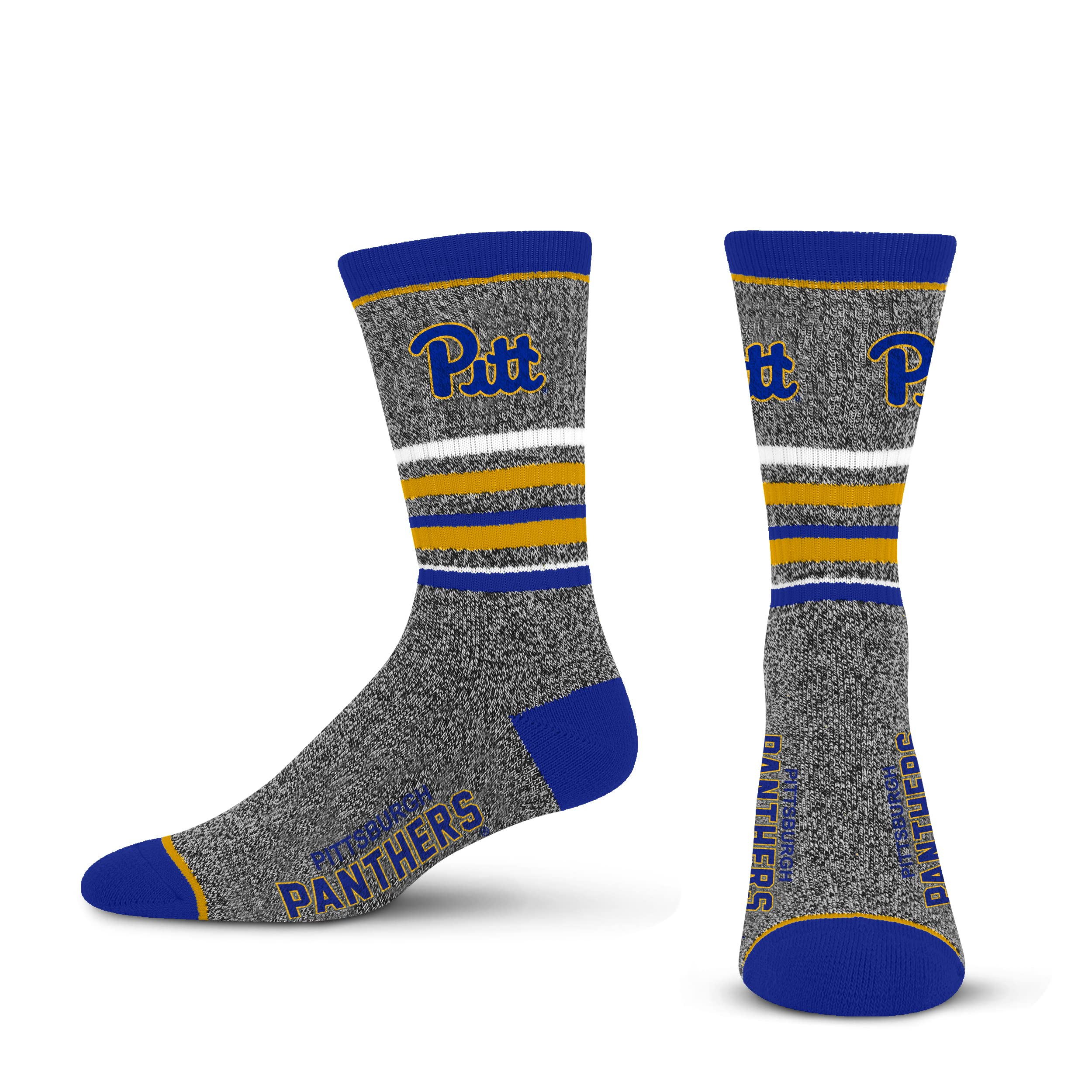 For Bare Feet Mens NCAA Pittsburgh Panthers 5 Star Crew Sock Marble Grey Large - Sports Gifts, Sports Memorabilia, Sports Collectibles, Fan Shop