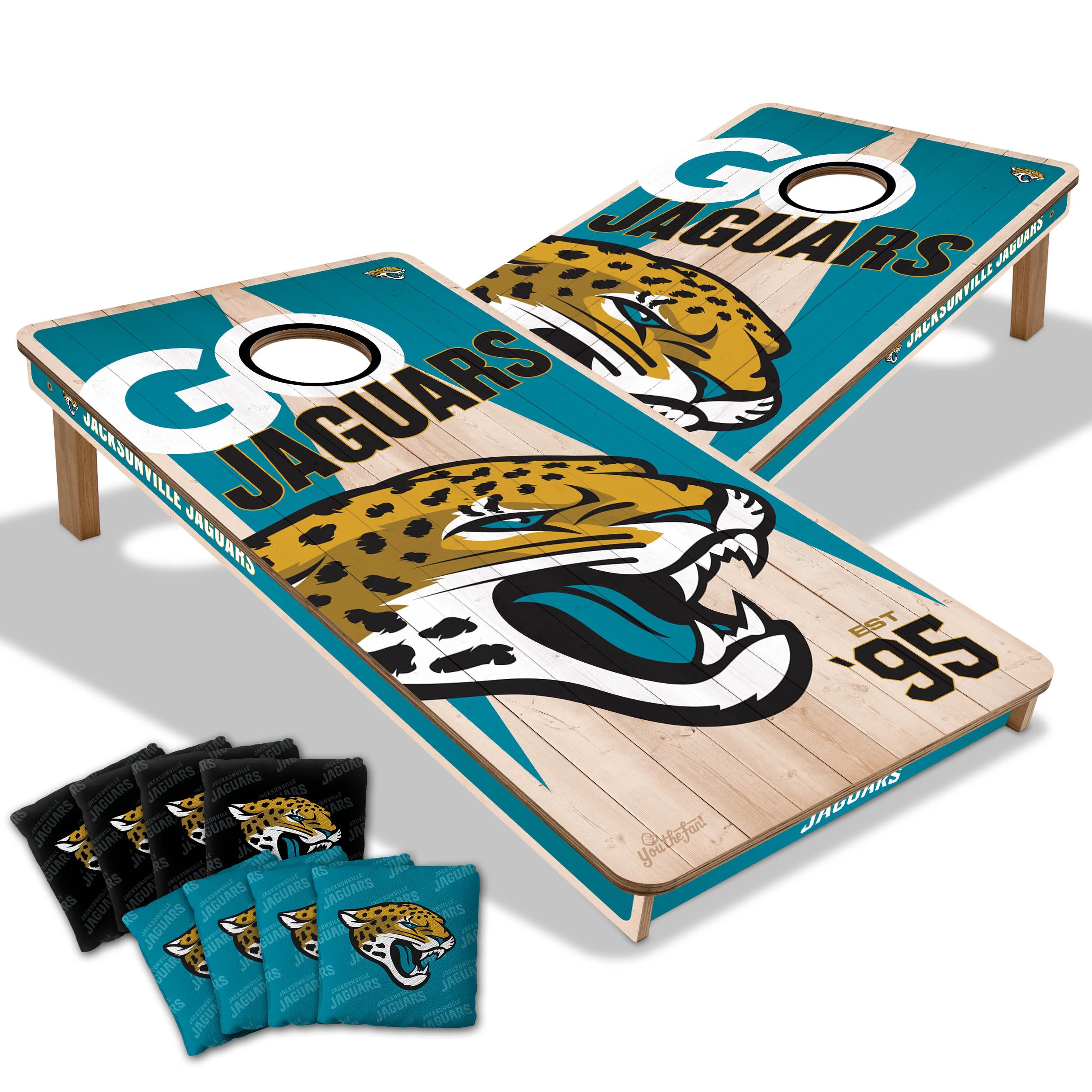 YouTheFan NFL Jacksonville Jaguars 2’ x 4’ Professional Wood Cornhole Game with Logo Bags - Sports Collectibles, Sports Memorabilia, Sports Fan Shop, Sports Gifts