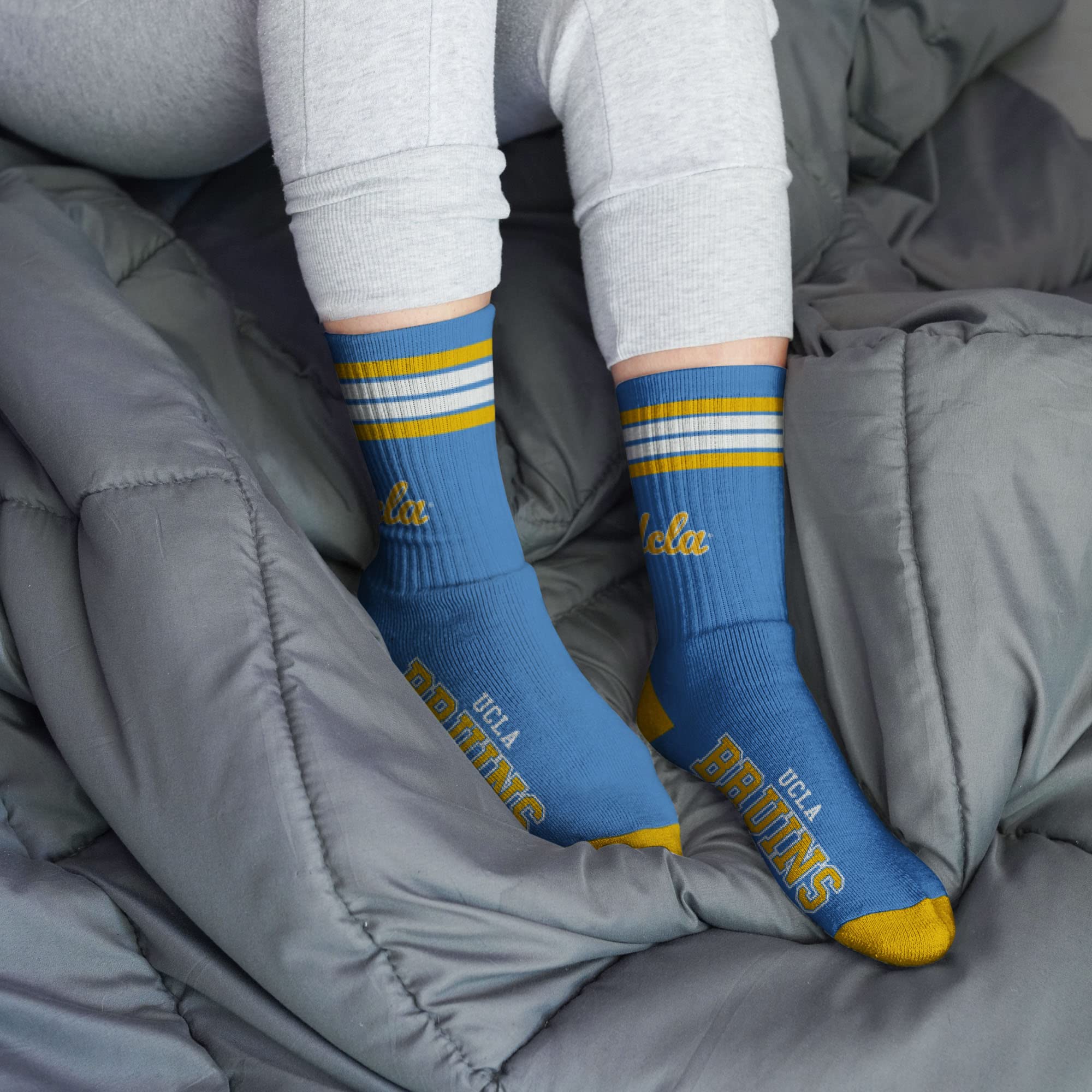 For Bare Feet NCAA UCLA Bruins 4 Stripe Deuce Crew Sock Team Color LARGE - Sports Gifts, Sports Memorabilia, Sports Collectibles, Fan Shop