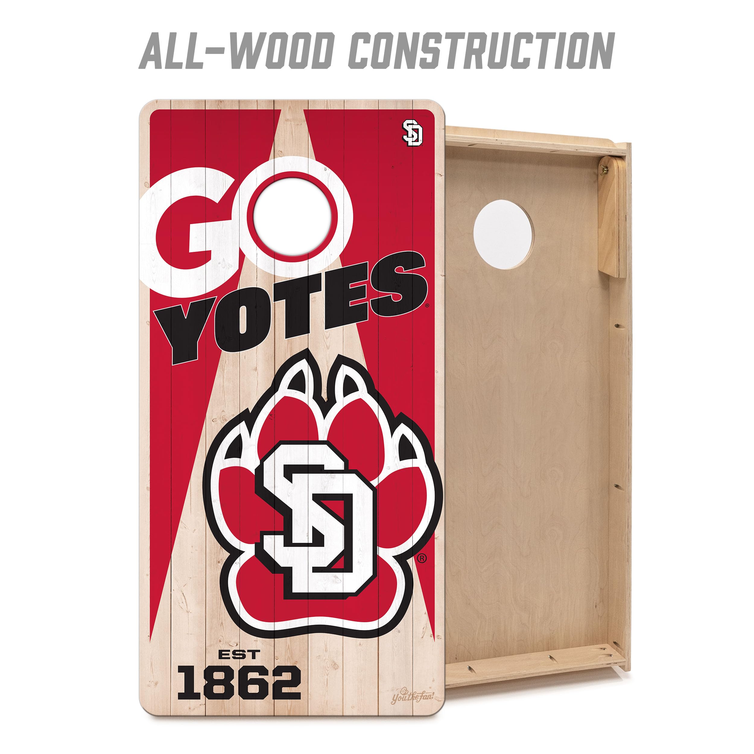YouTheFan NCAA South Dakota Coyotes 2’ x 4’ Professional Wood Cornhole Game with Logo Bags - Sports Collectibles, Sports Memorabilia, Sports Fan Shop, Sports Gifts