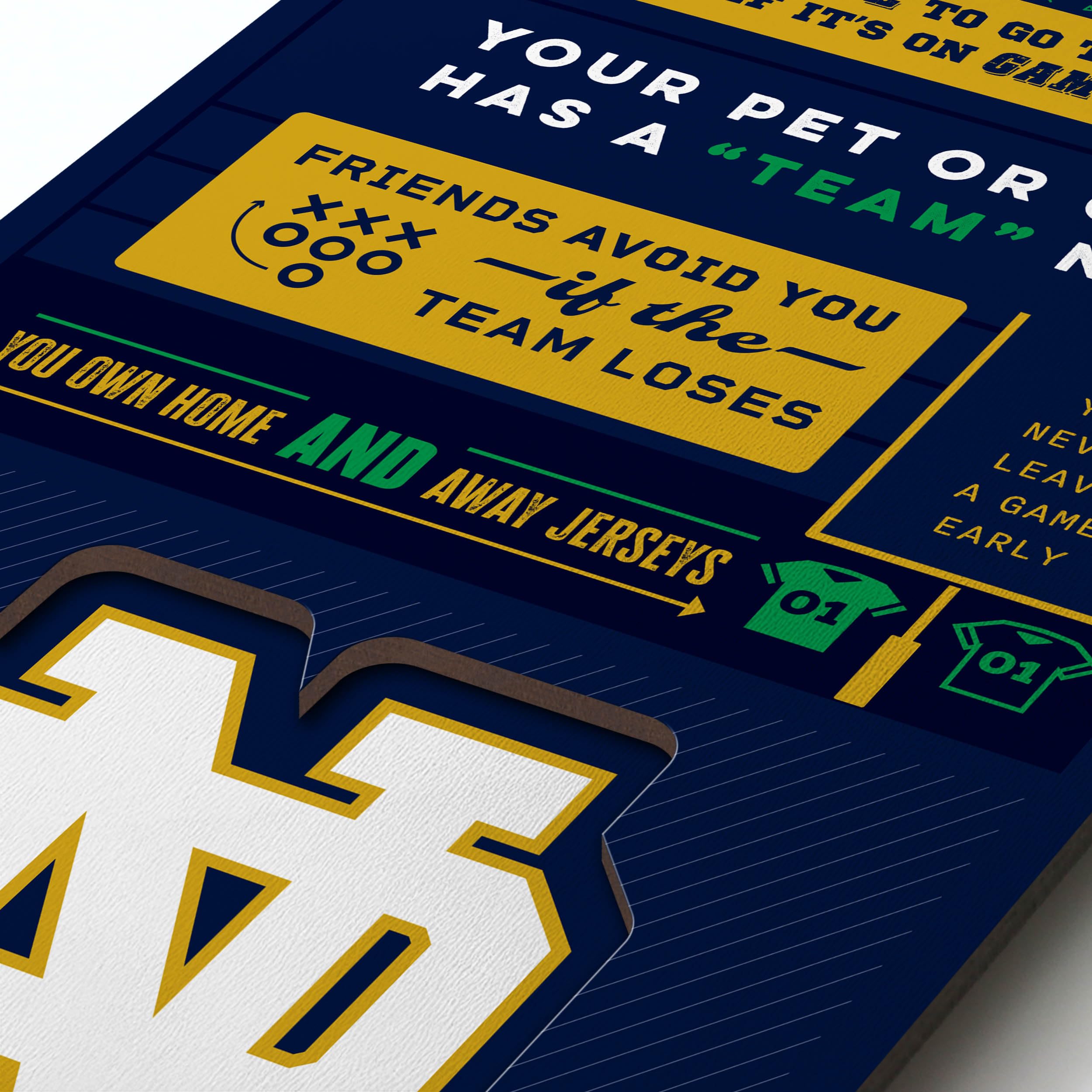 YouTheFan Officially-licensed NCAA Notre Dame Fighting Irish 6x19 Top 10 Signs Banner - humorous descriptions - fun sports fan phrases, original design, indoor team wall decor fan gift - Sports Collectibles, Sports Memorabilia, Sports Fan Shop, Sports Gifts