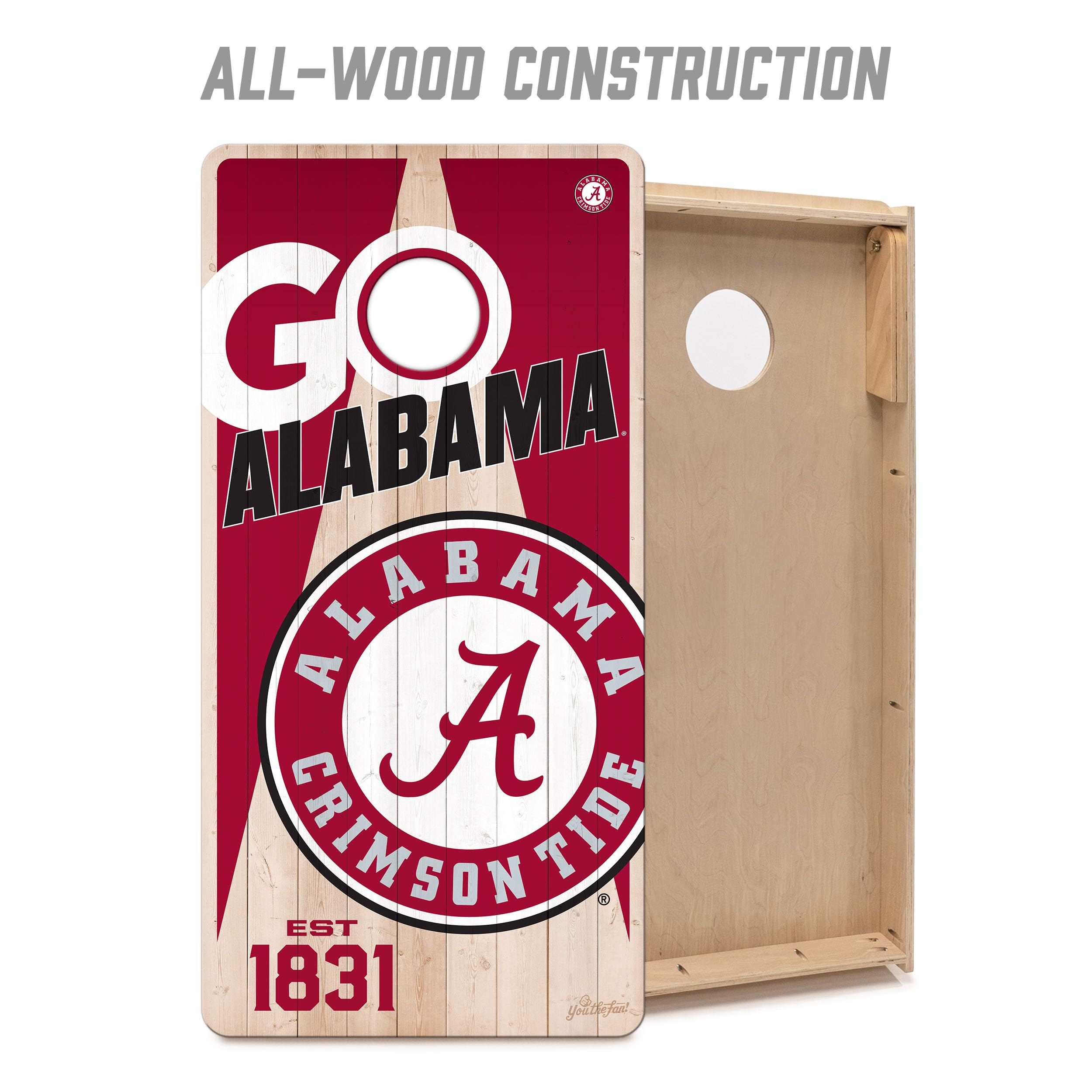 YouTheFan NCAA Alabama Crimson Tide 2’ x 4’ Professional Wood Cornhole Game with Logo Bags - Sports Collectibles, Sports Memorabilia, Sports Fan Shop, Sports Gifts