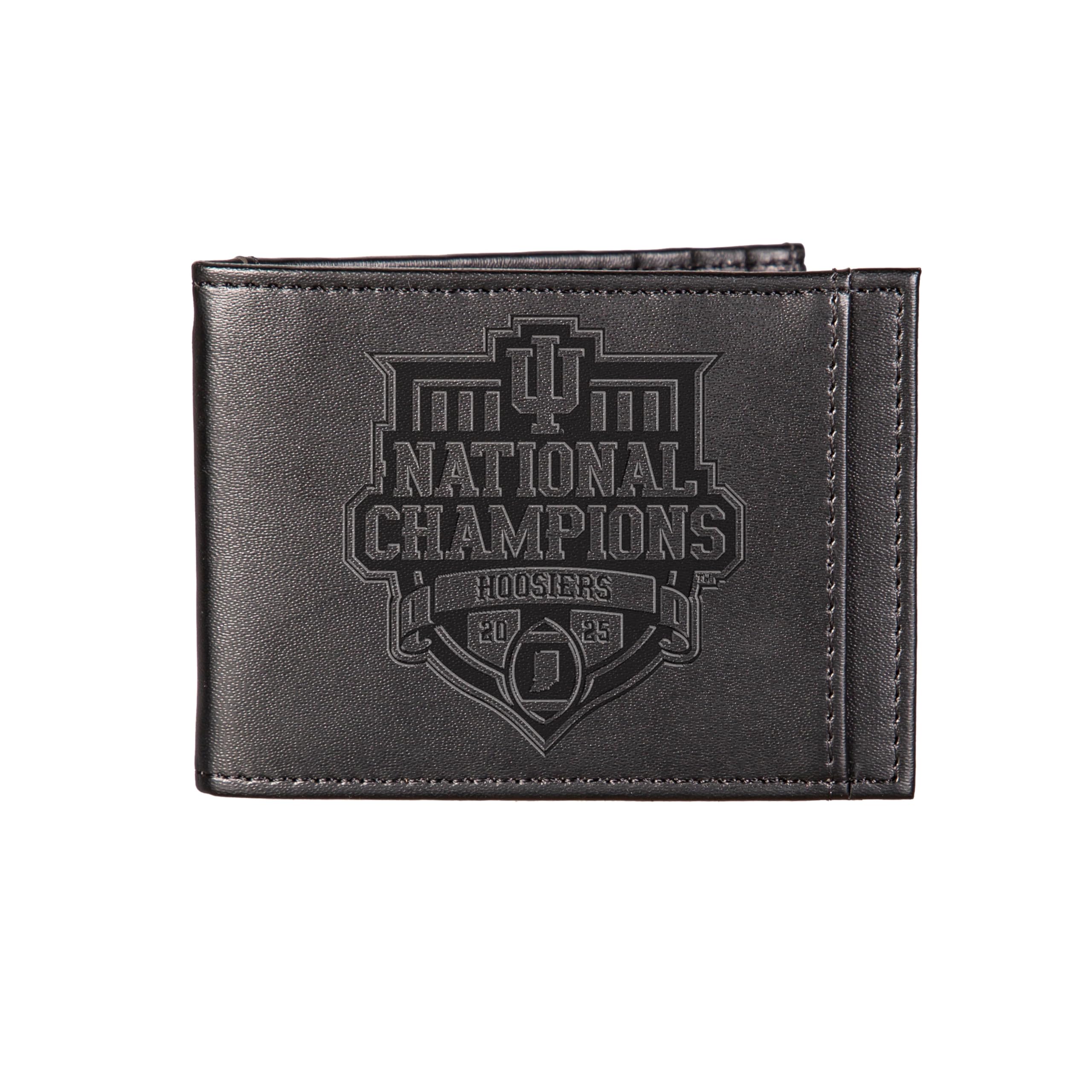NCAA Indiana University Wallet for Men, CFP National Champions 2025-2026, Officially Licensed Stamped Logo, Minimalist Leather with Money and Card Organizer (Brown, Slim) - Sports Gifts, Sports Memorabilia, Sports Collectibles, Fan Shop