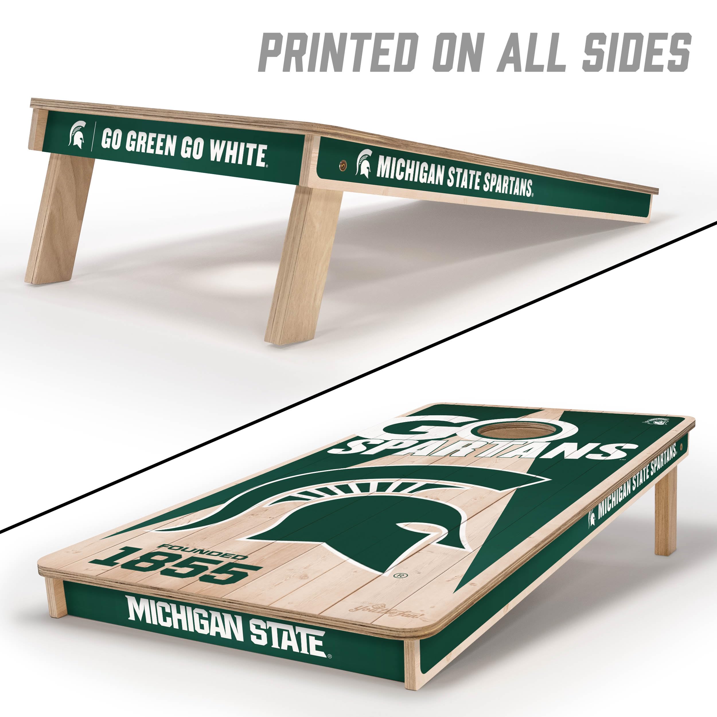 YouTheFan NCAA Michigan State Spartans 2’ x 4’ Professional Wood Cornhole Game with Logo Bags - Sports Collectibles, Sports Memorabilia, Sports Fan Shop, Sports Gifts
