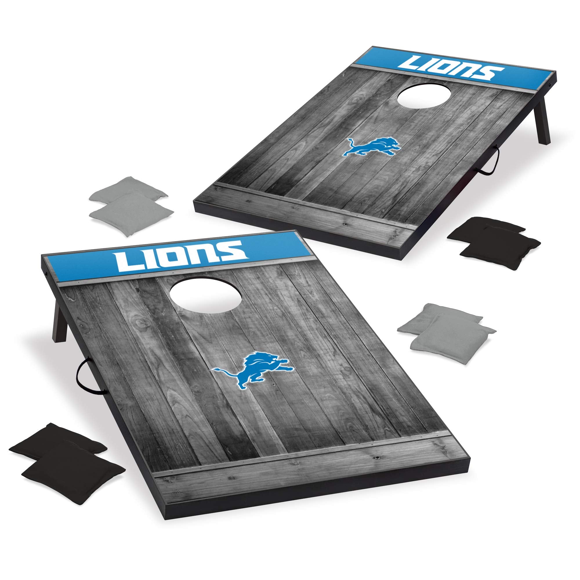 Wild Sports 2'x3' MDF Wood NFL Detroit Lions Cornhole Set - Grey Wood Design - Sports Collectibles, Sports Memorabilia, Sports Fan Shop, Sports Gifts