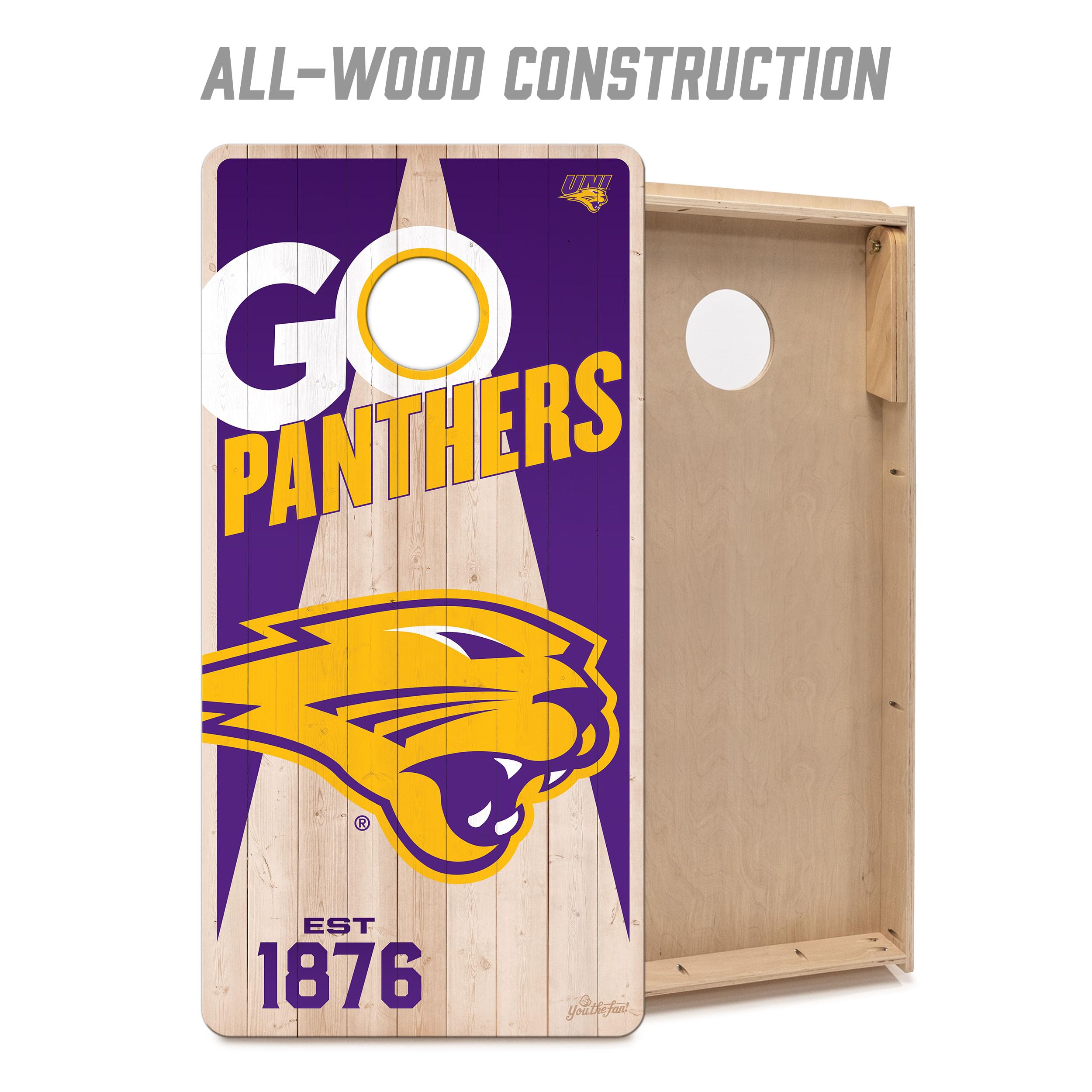 YouTheFan NCAA Northern Iowa Panthers 2’ x 4’ Professional Wood Cornhole Game with Logo Bags - Sports Collectibles, Sports Memorabilia, Sports Fan Shop, Sports Gifts