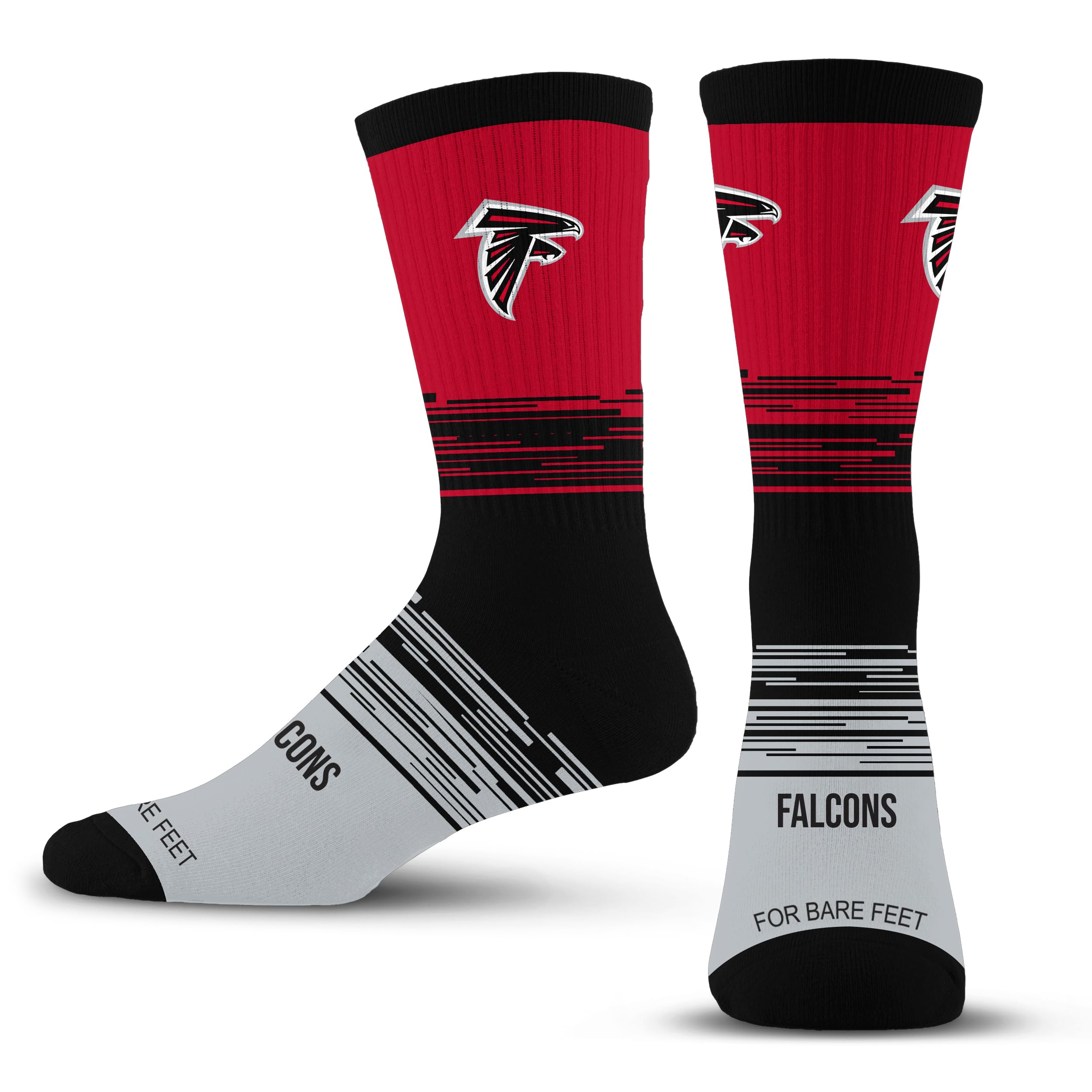For Bare Feet NFL ATLANTA FALCONS Elevate Premium Dress Crew Sock Team Color Large - Sports Gifts, Sports Memorabilia, Sports Collectibles, Fan Shop