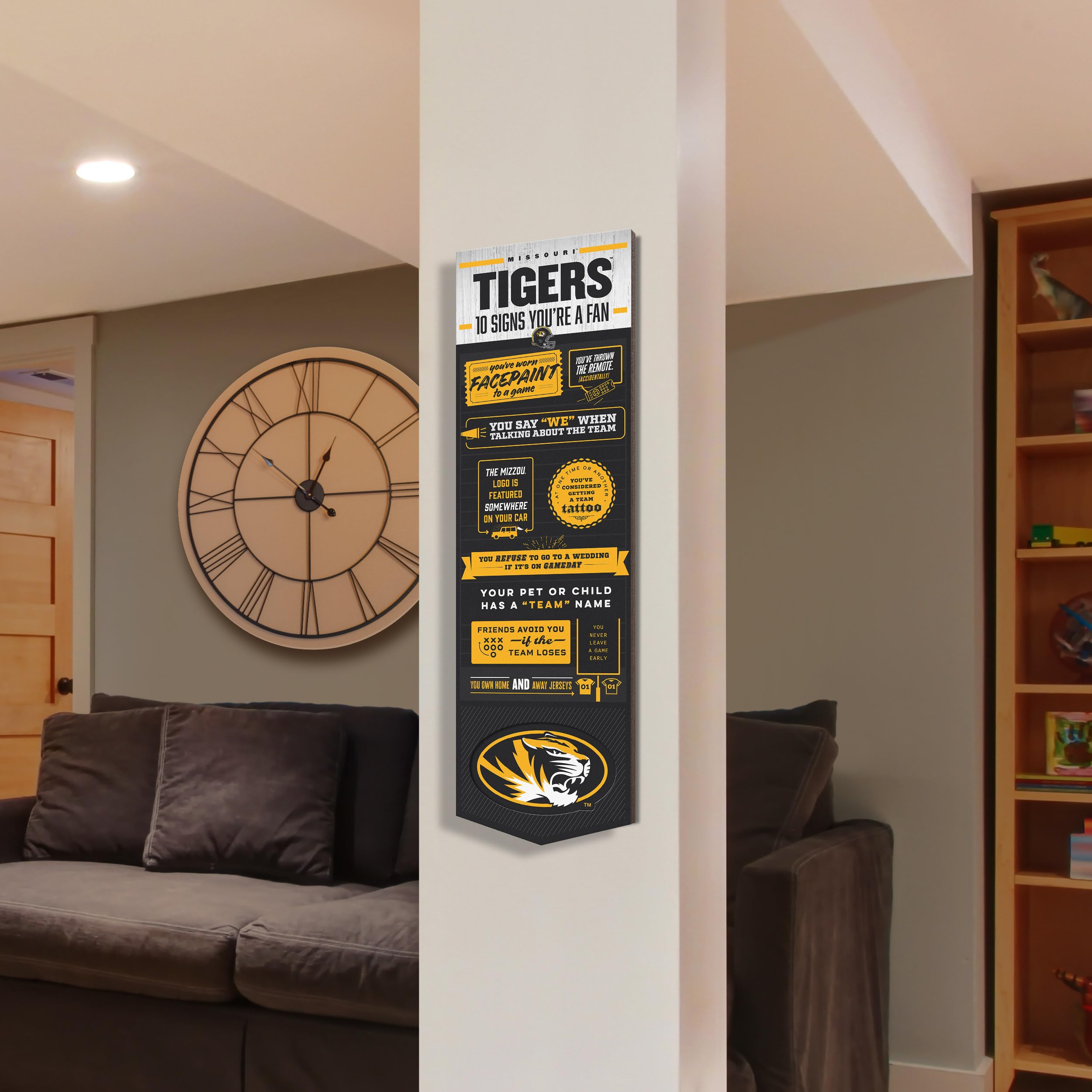 YouTheFan Officially-licensed NCAA Missouri Tigers 6x19 Top 10 Signs Banner - humorous descriptions - fun sports fan phrases, original design, indoor team wall decor fan gift - Sports Collectibles, Sports Memorabilia, Sports Fan Shop, Sports Gifts