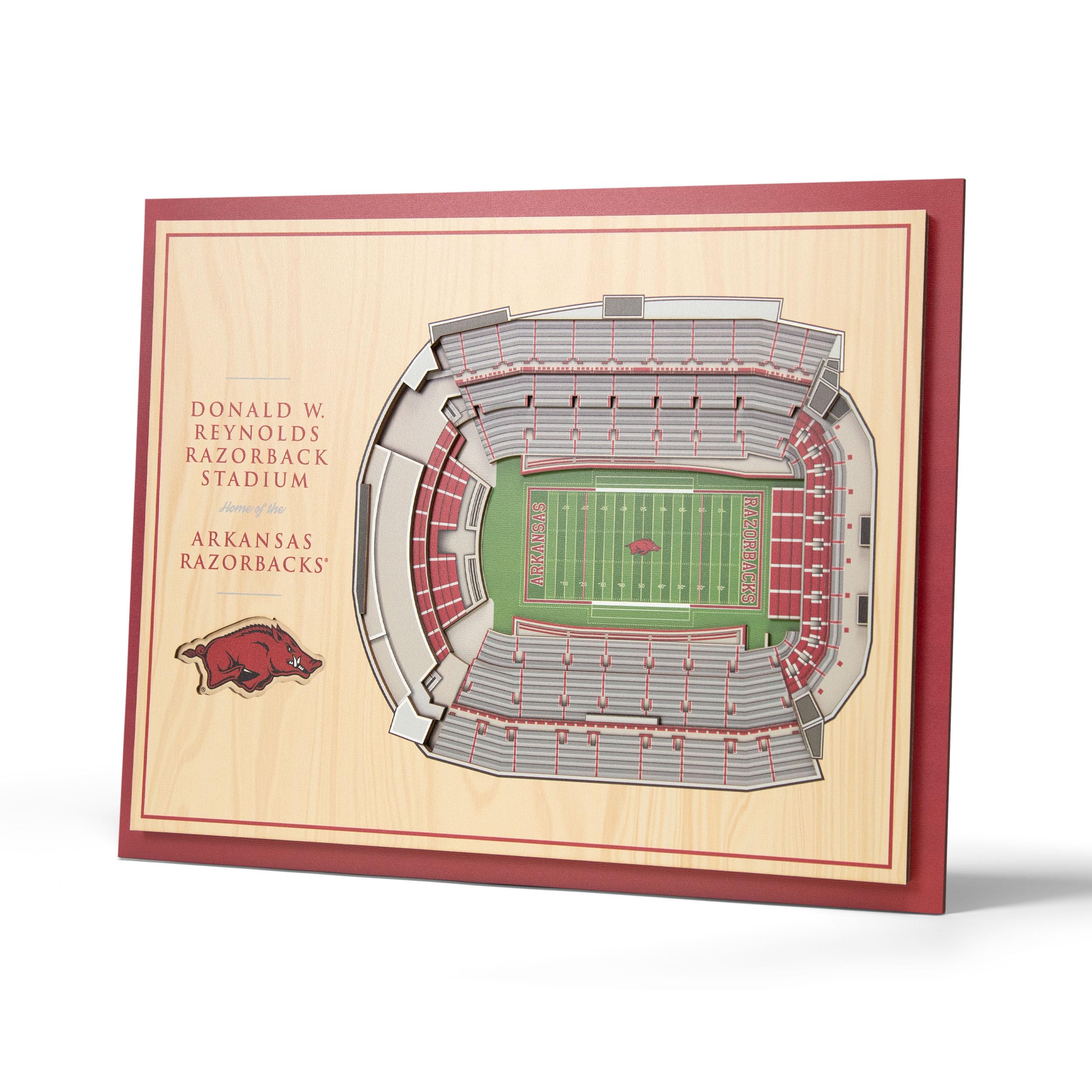 YouTheFan NCAA Arkansas Razorbacks 5-Layer StadiumView 3D Wall Art - Donald W. Reynolds Razorback Stadium - Sports Collectibles, Sports Memorabilia, Sports Fan Shop, Sports Gifts