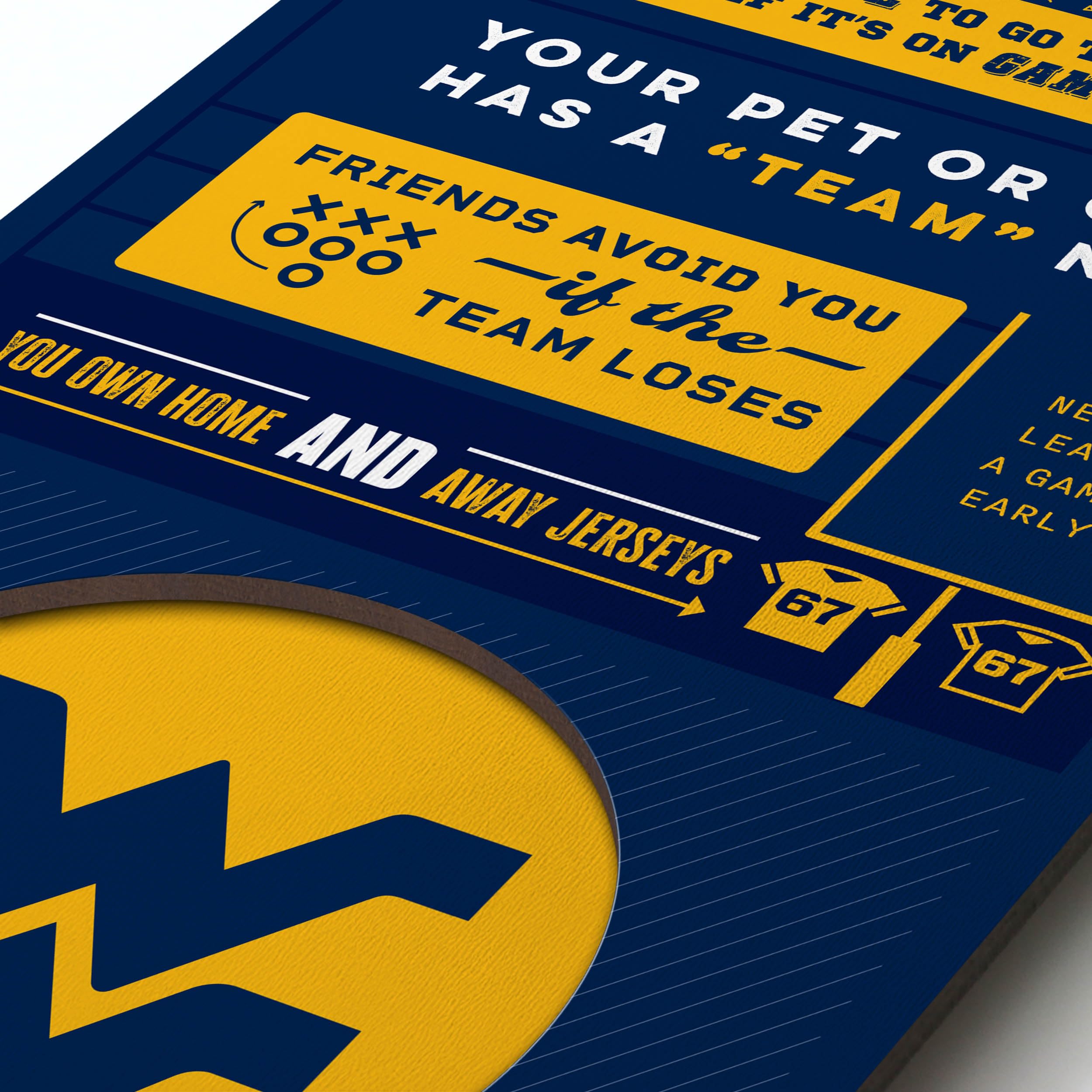 YouTheFan Officially-licensed NCAA West Virginia Mountaineers 6x19 Top 10 Signs Banner - humorous descriptions - fun sports fan phrases, original design, indoor team wall decor fan gift - Sports Collectibles, Sports Memorabilia, Sports Fan Shop, Sports Gifts